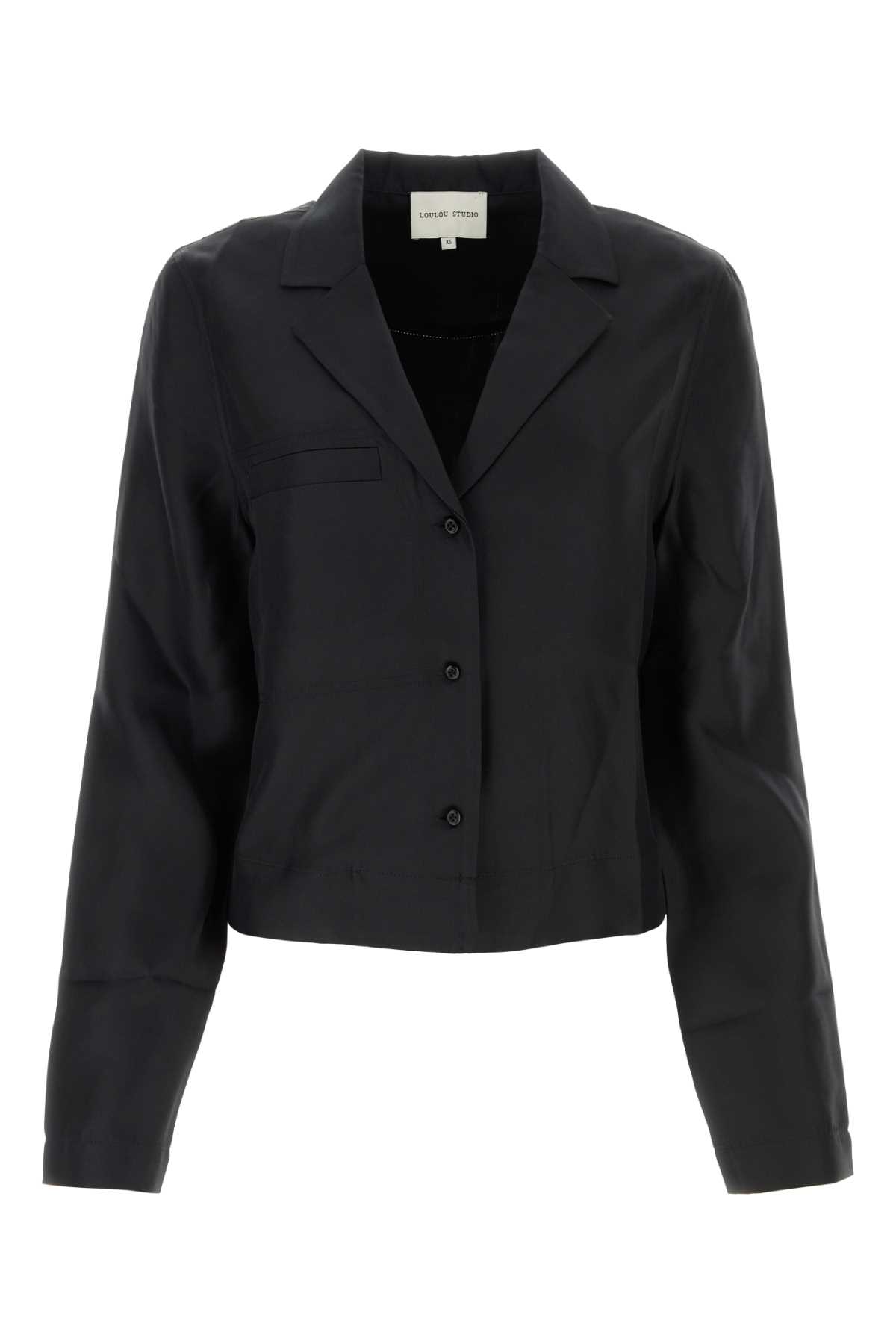 Shop Loulou Studio Black Silk Aloma Shirt