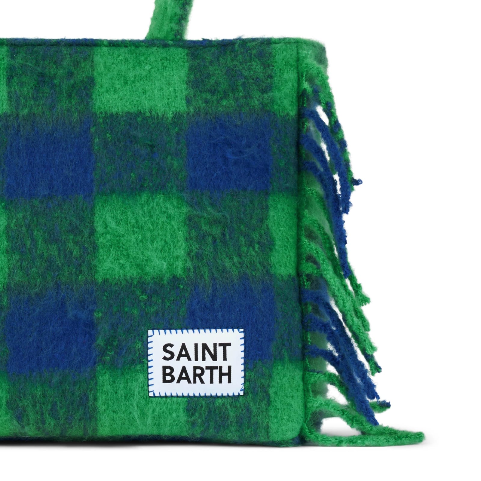 Shop Mc2 Saint Barth Vanity Blanket Shoulder Bag With Green And Blue Check In Multicolor