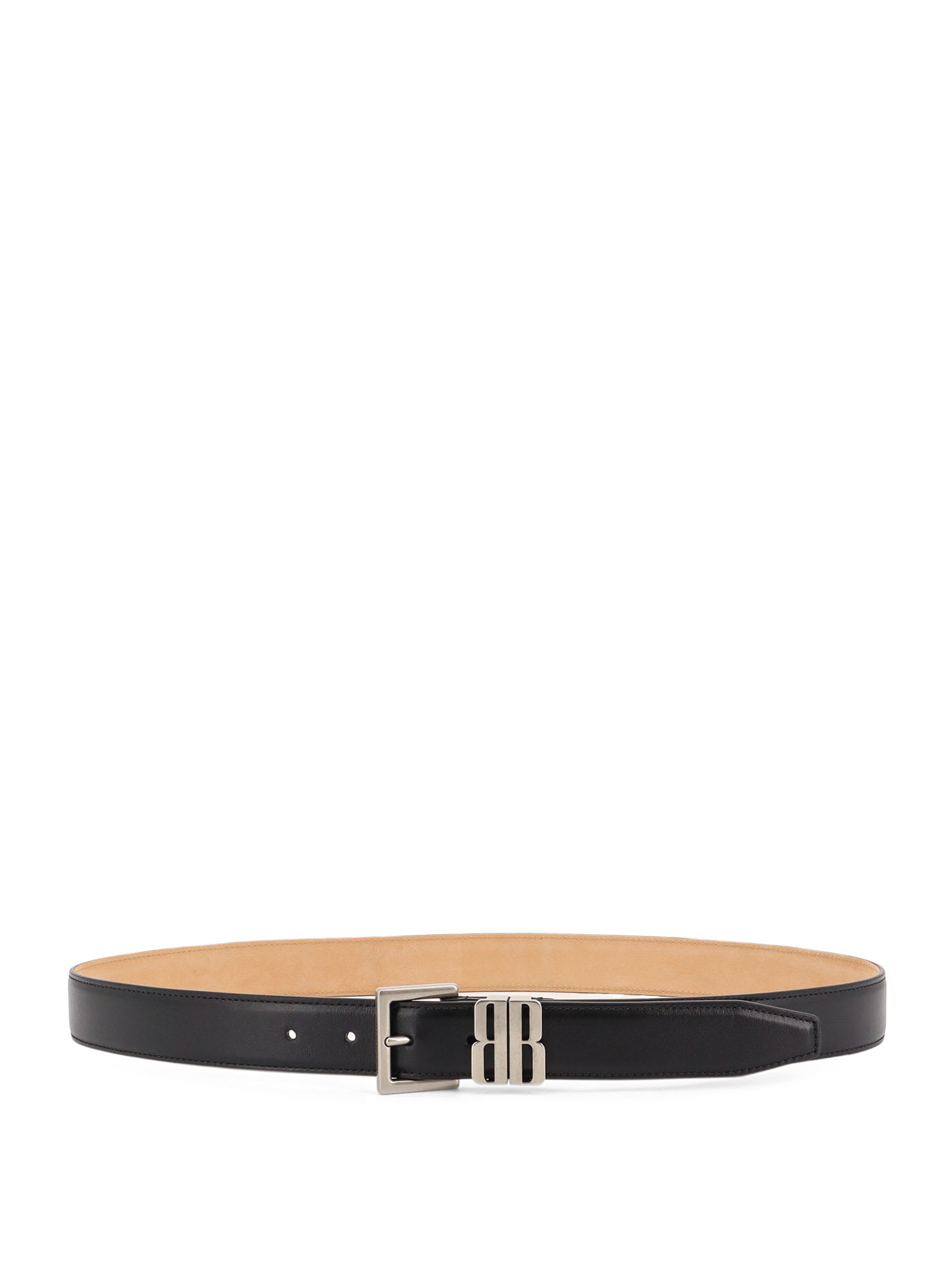 Balenciaga Men Bb Edit Leather Belt In Black