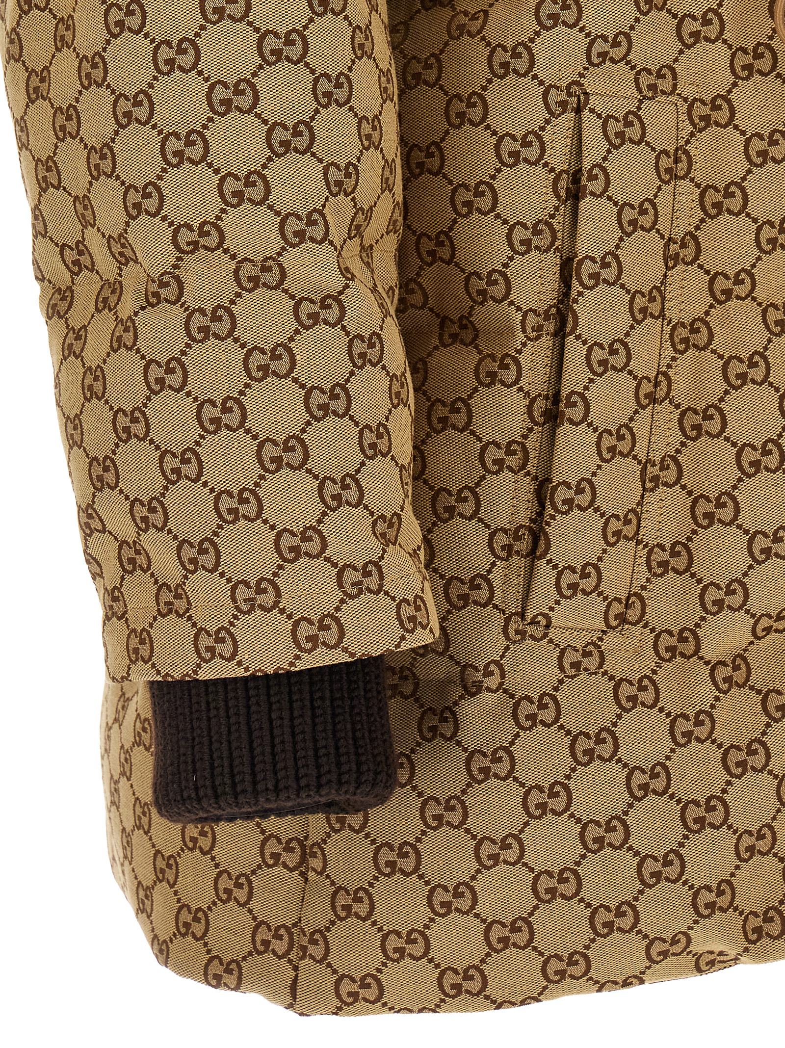 Gucci Gg Fabric Down Jacket In Neutral