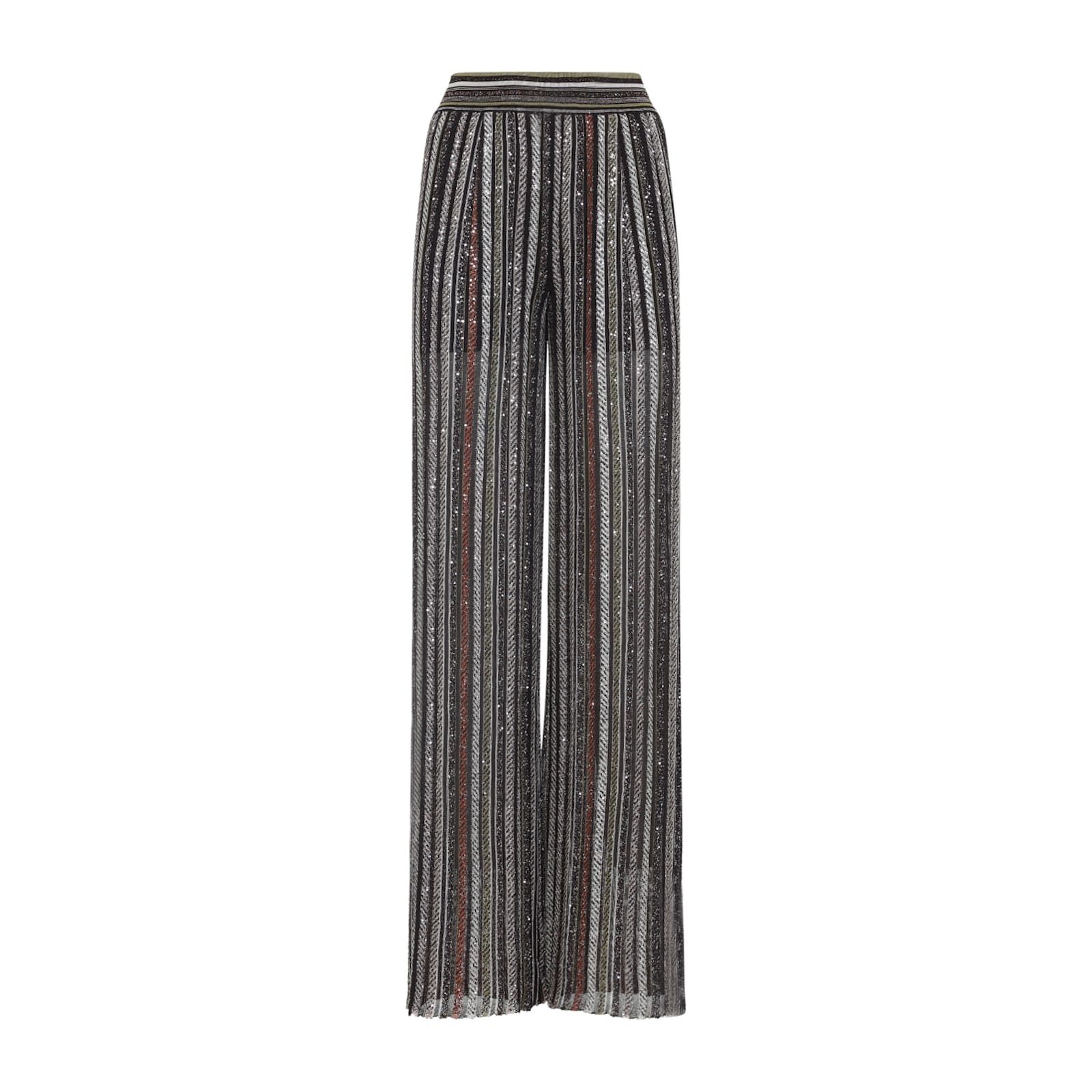 Missoni Pantalone In Misto Viscosa Stretch Ricamata Donna In Gray