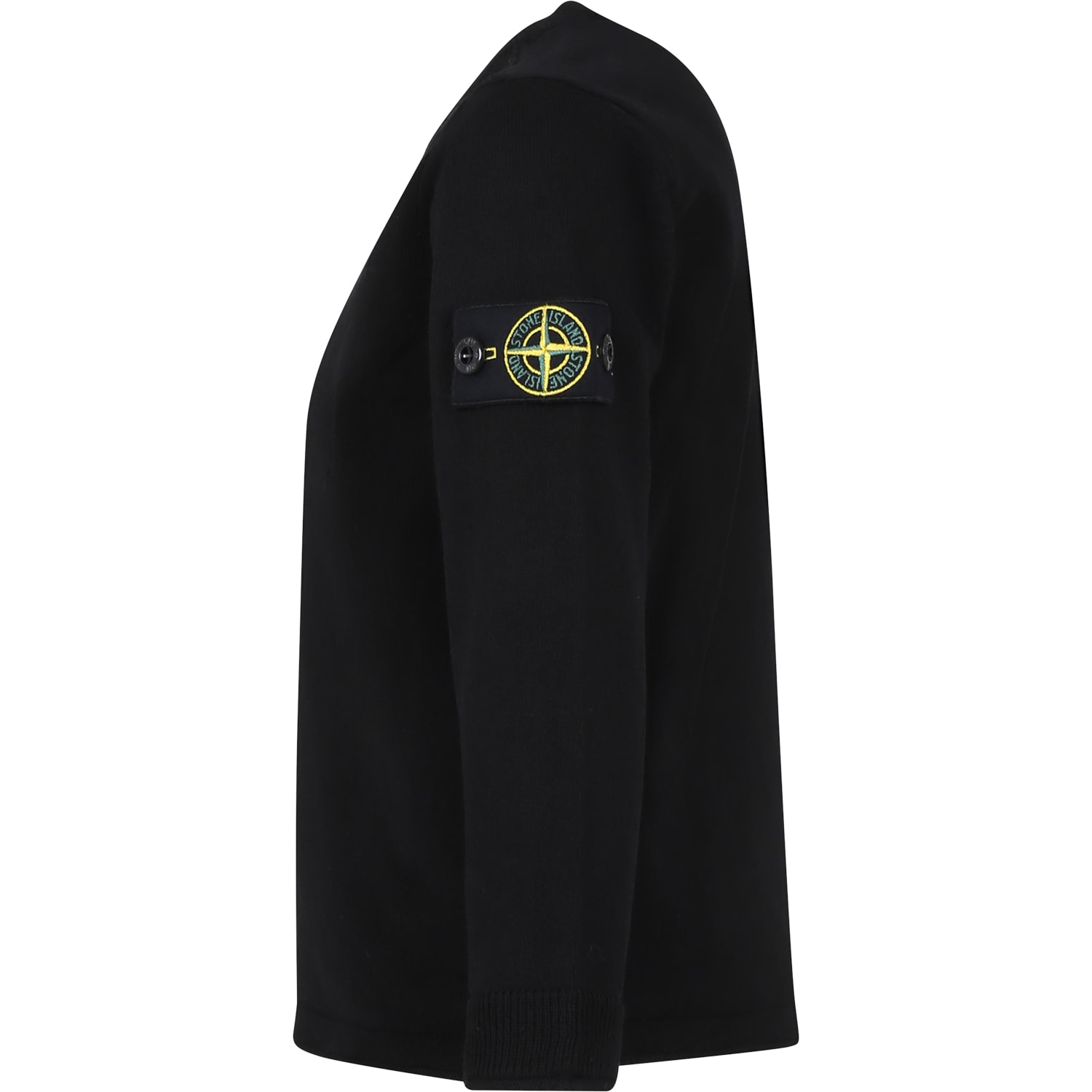 Shop Stone Island Junior Black Sweater For Baby Boy With Compass