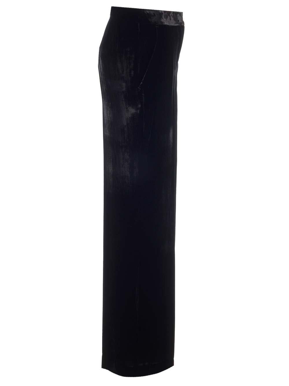 Shop P.a.r.o.s.h High Waist Velvet Trousers In Nero