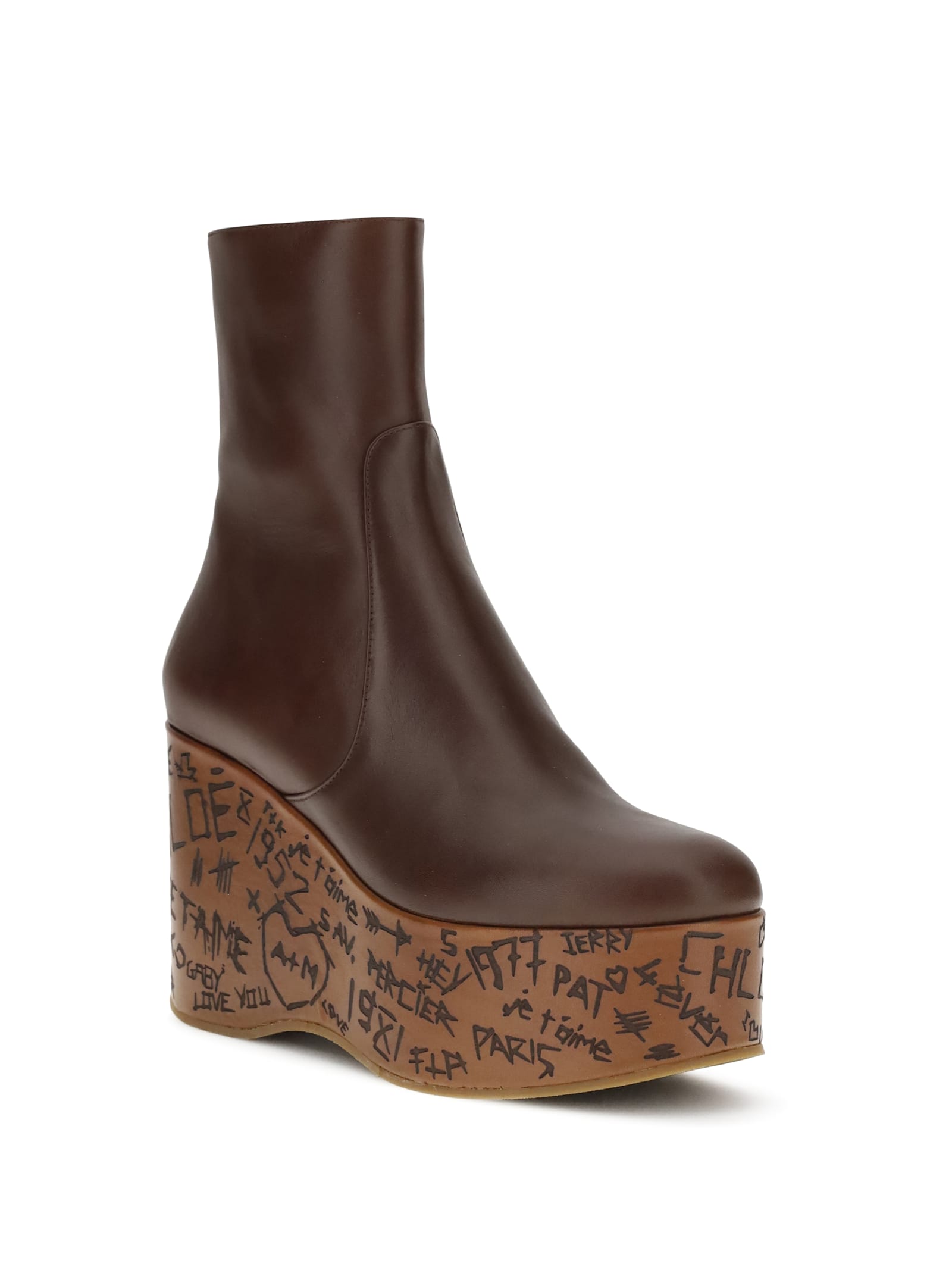 Chloé Maxime Leather Ankle Boots In Multi
