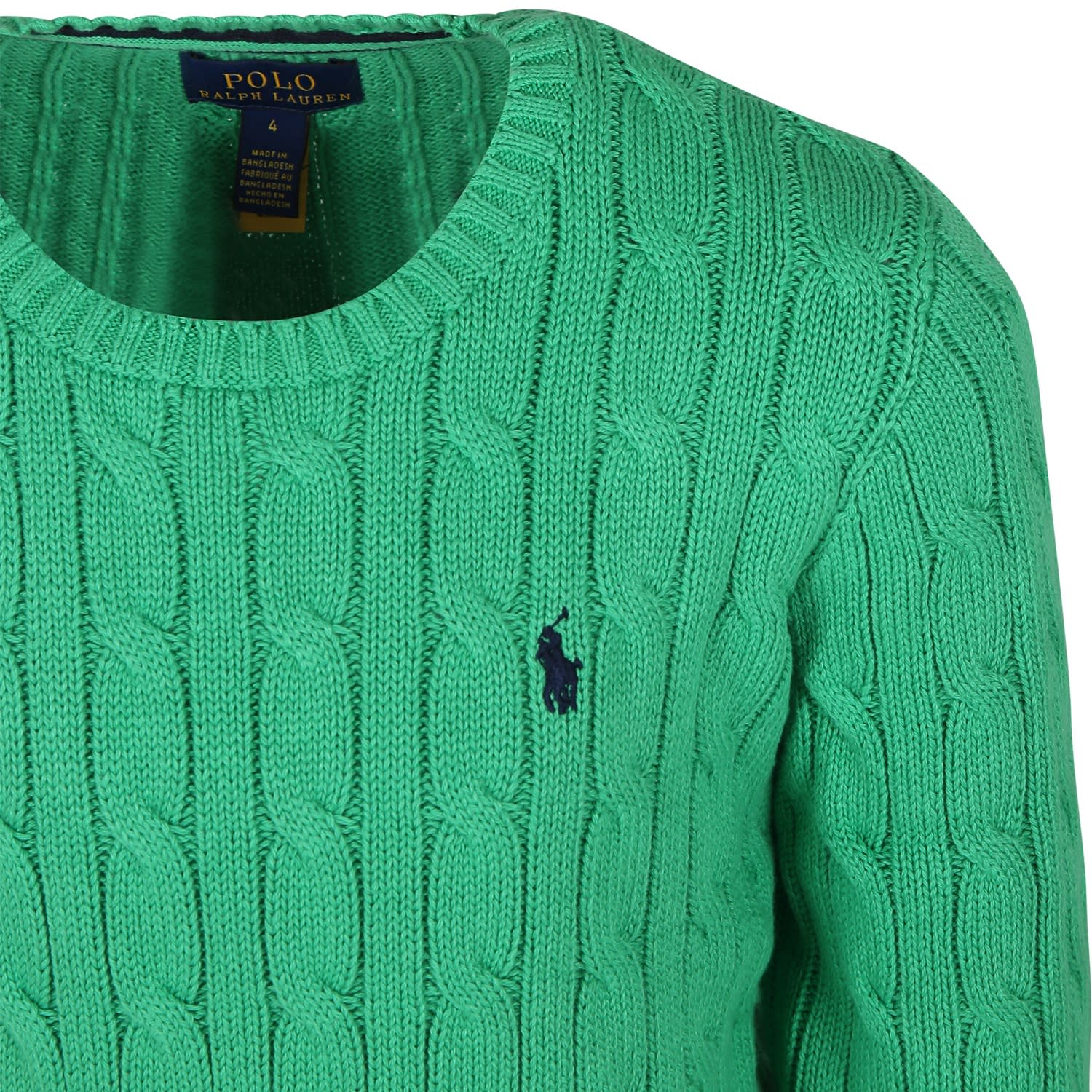 Shop Ralph Lauren Green Sweater For Boy With Embroidery