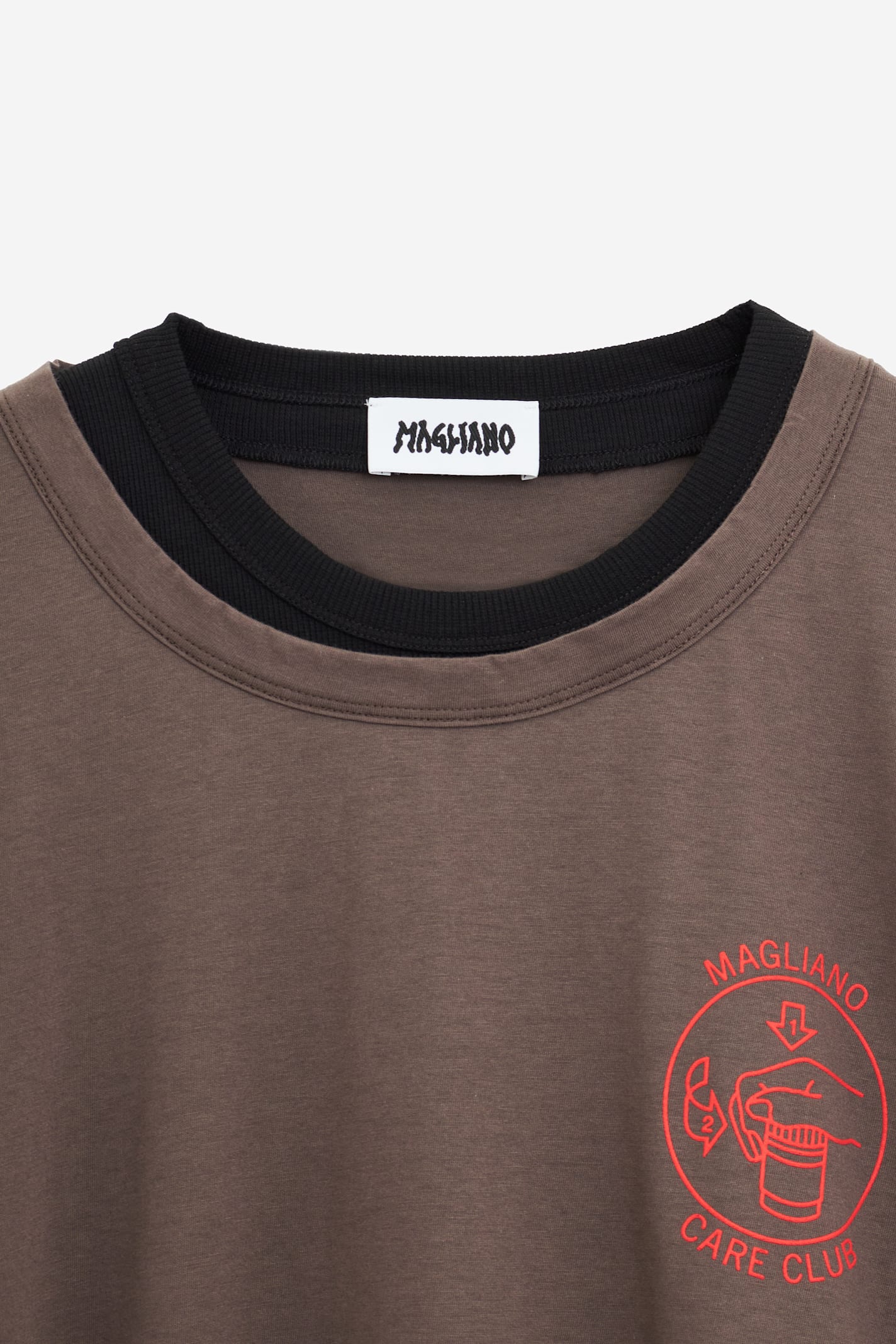Magliano Oversize Cotton Layered Graphic Print T-shirt In Brown