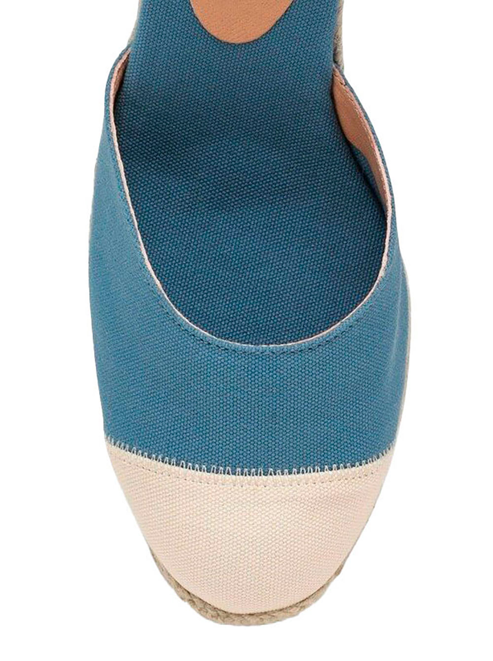 Shop Castaã±er Blue Espardille Carina Sandals With Wedge Heel In Cotton Woman In Light Blue