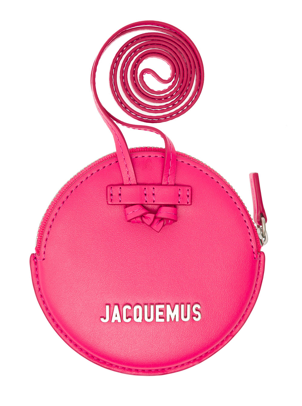 Jacquemus le Pitchou Fuchsia Circular Pouch Bag In Leather Man