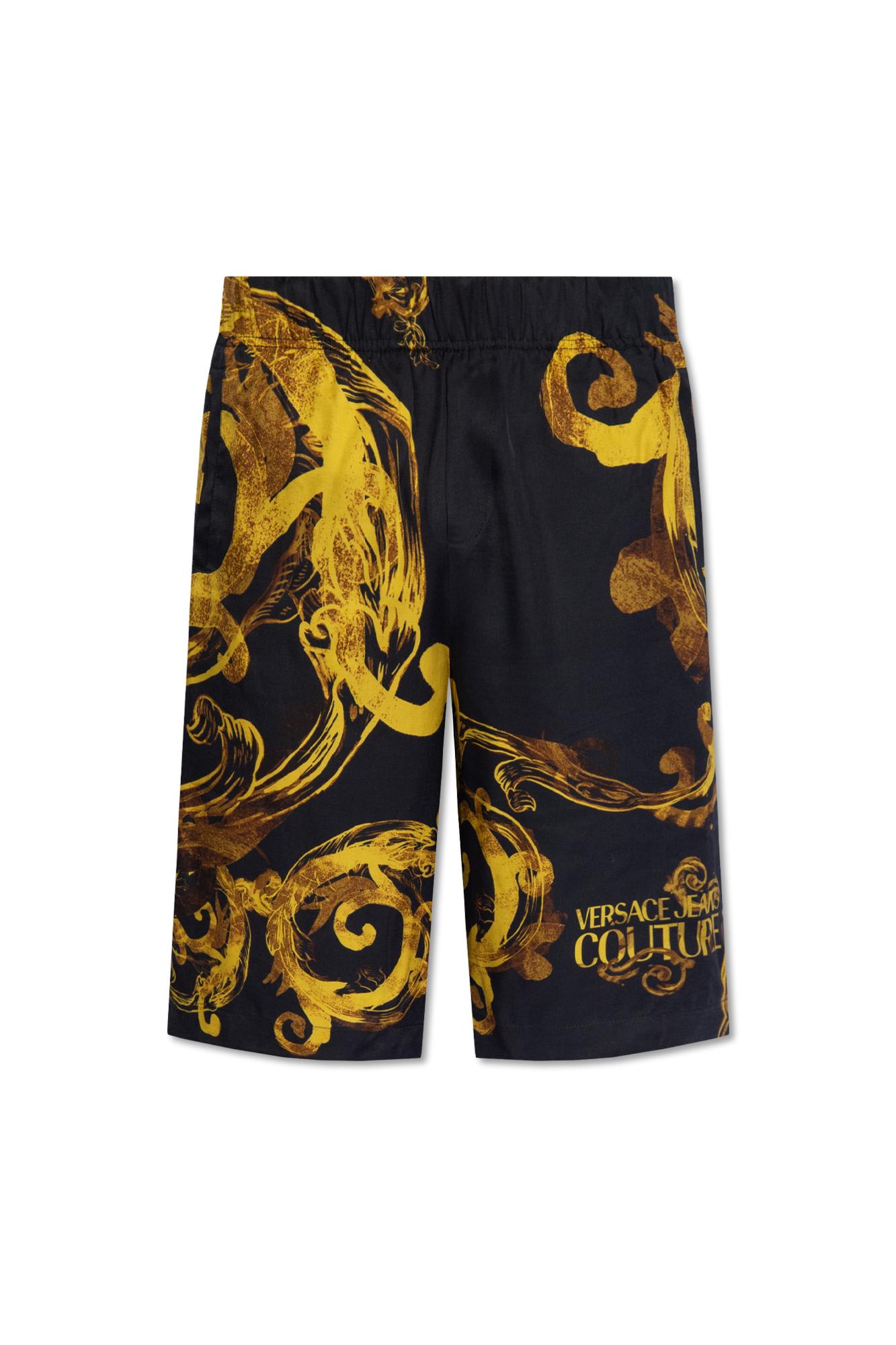 Shop Versace Jeans Couture Printed Shorts In Black