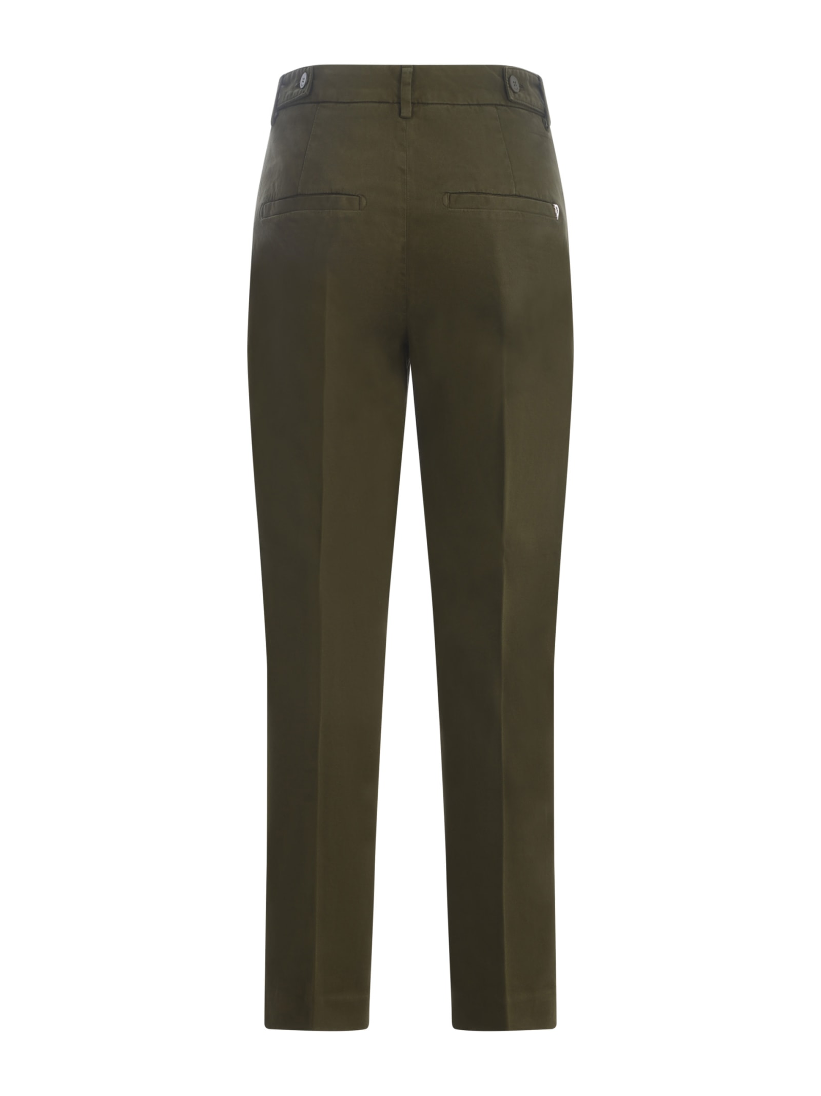 Shop Dondup Trousers Ariel 27 Inches In Stretch Cotton In Verde Militare