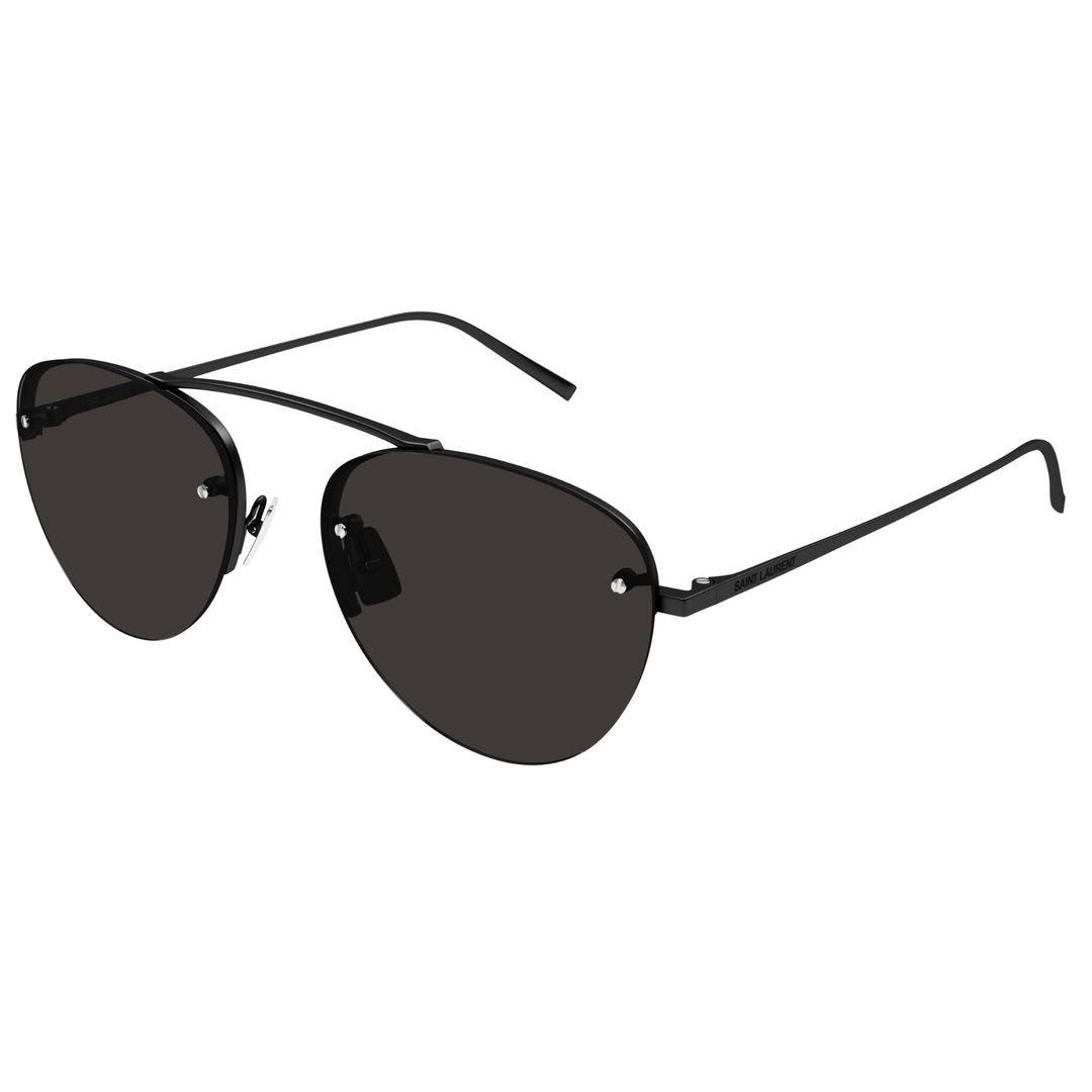 Shop Saint Laurent Aviator Frame Sunglasses In 001 Black Black Black