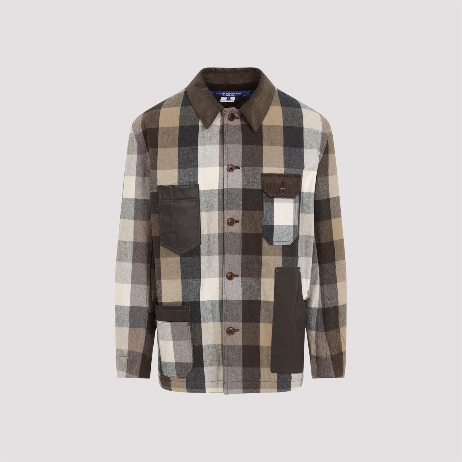 Junya Watanabe Long-sleeved Checked Shirt In Bk Brw Bge