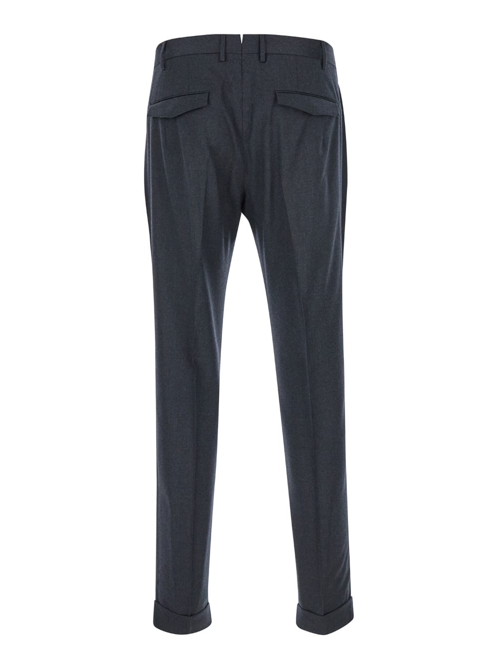 Shop Pt Torino Grey Slim Pants With Concealed Closure In Fabric Man