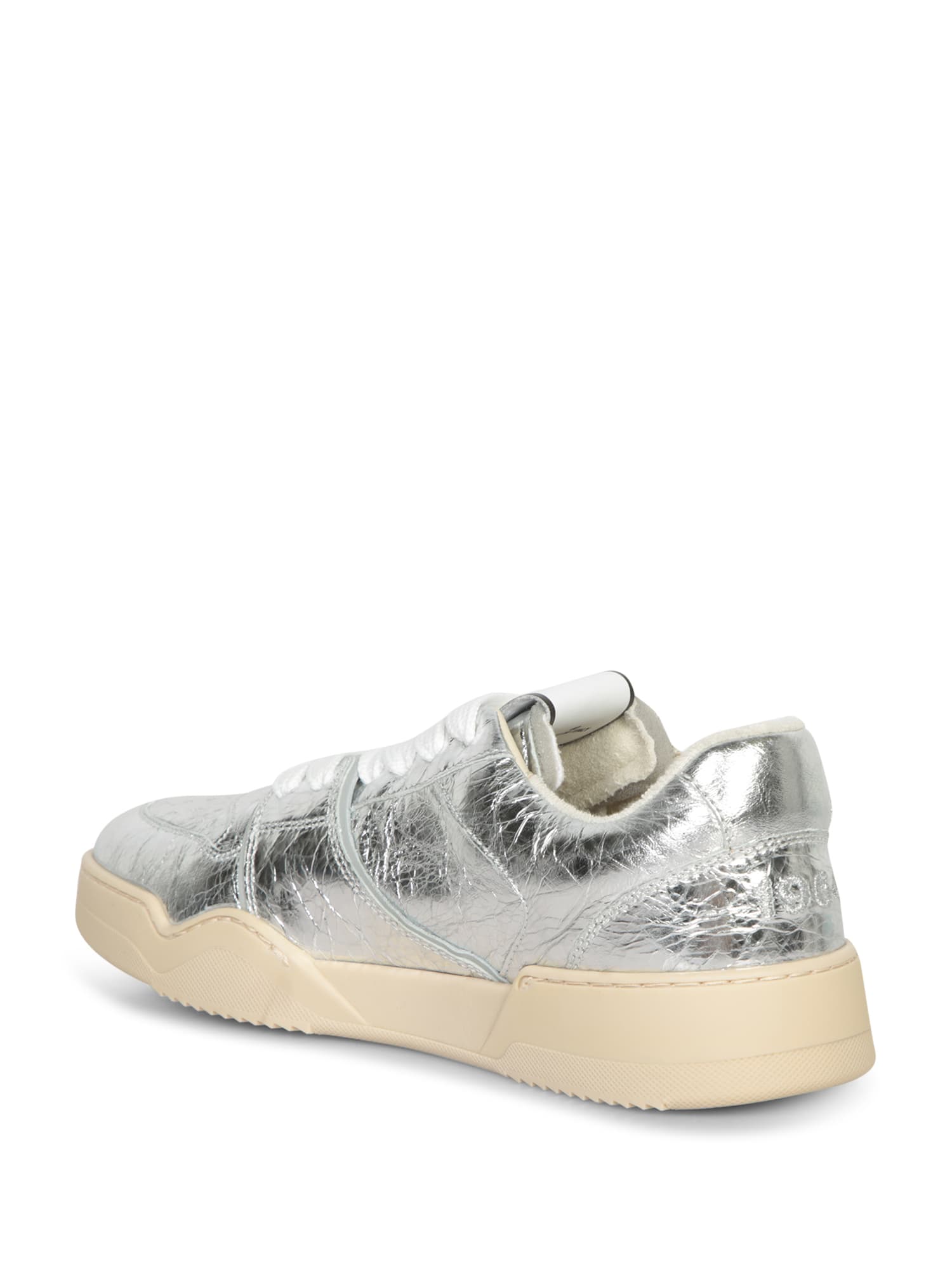 DSQUARED2 SILVER CRACKLE LAMINATE SNEAKERS 