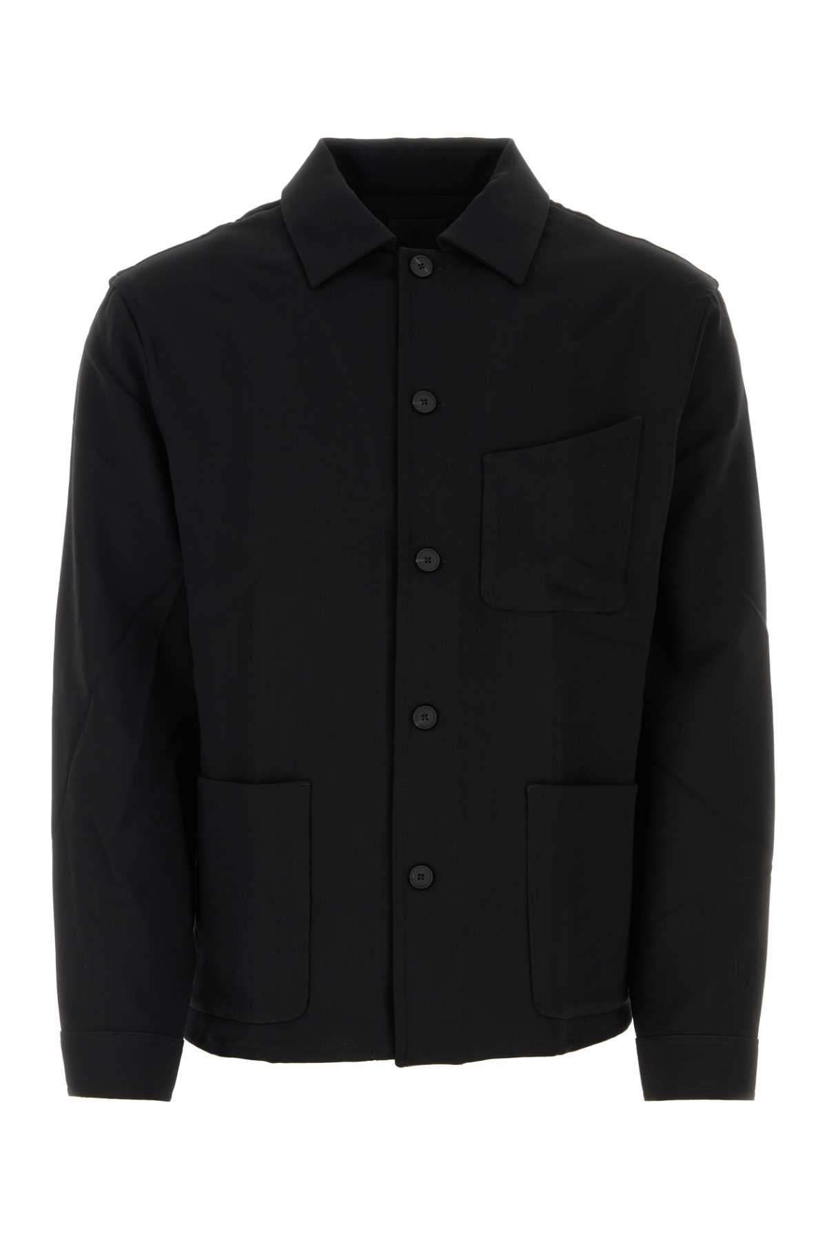 Givenchy Wool Blend Long Sleeve Shirt For Men In Black