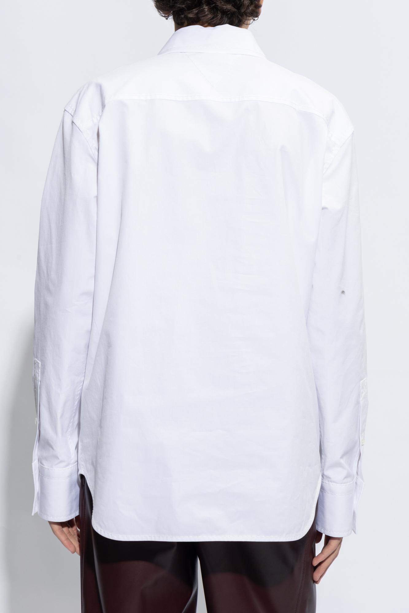 Shop Bottega Veneta Shirt With Stitching In White