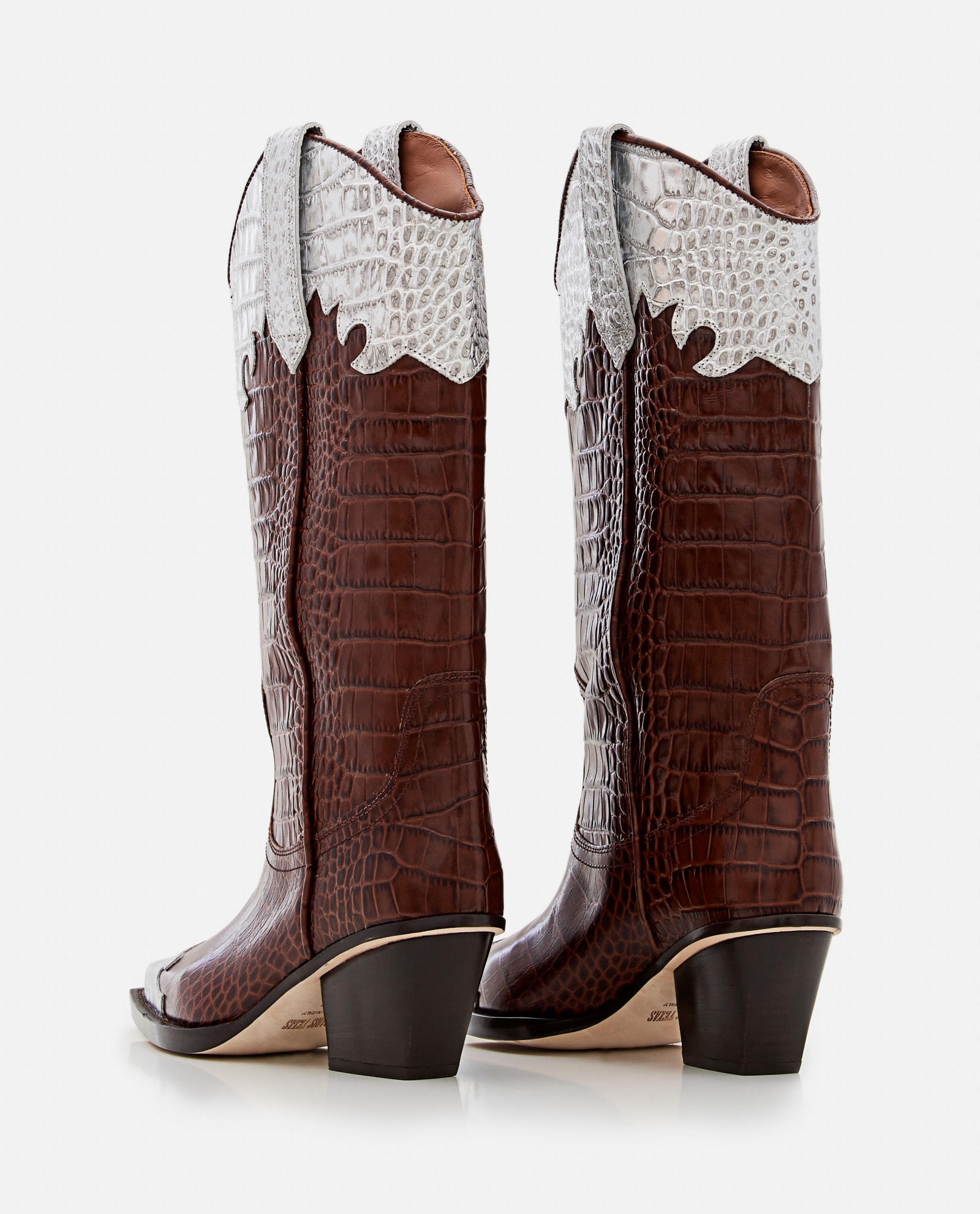 Shop Paris Texas 60mm Ricky Embossed Croco Cowboy Boots In Brown