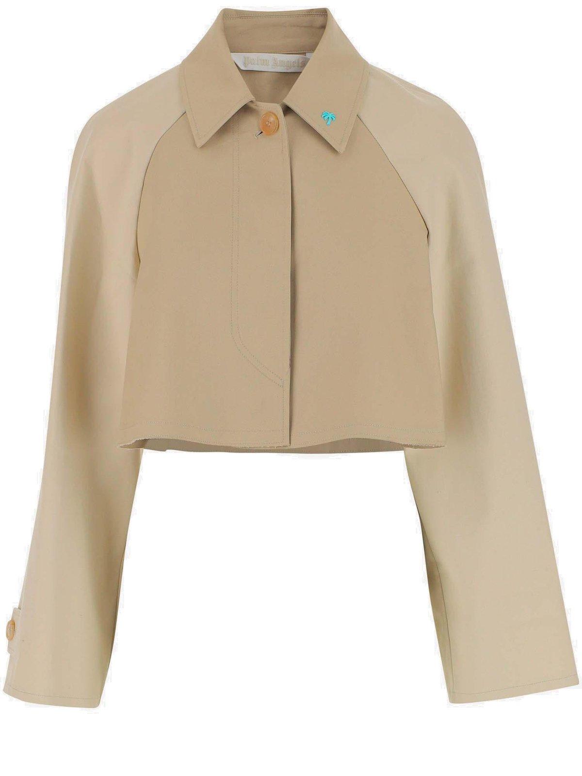 Palm Plaque Cropped Trench Coat