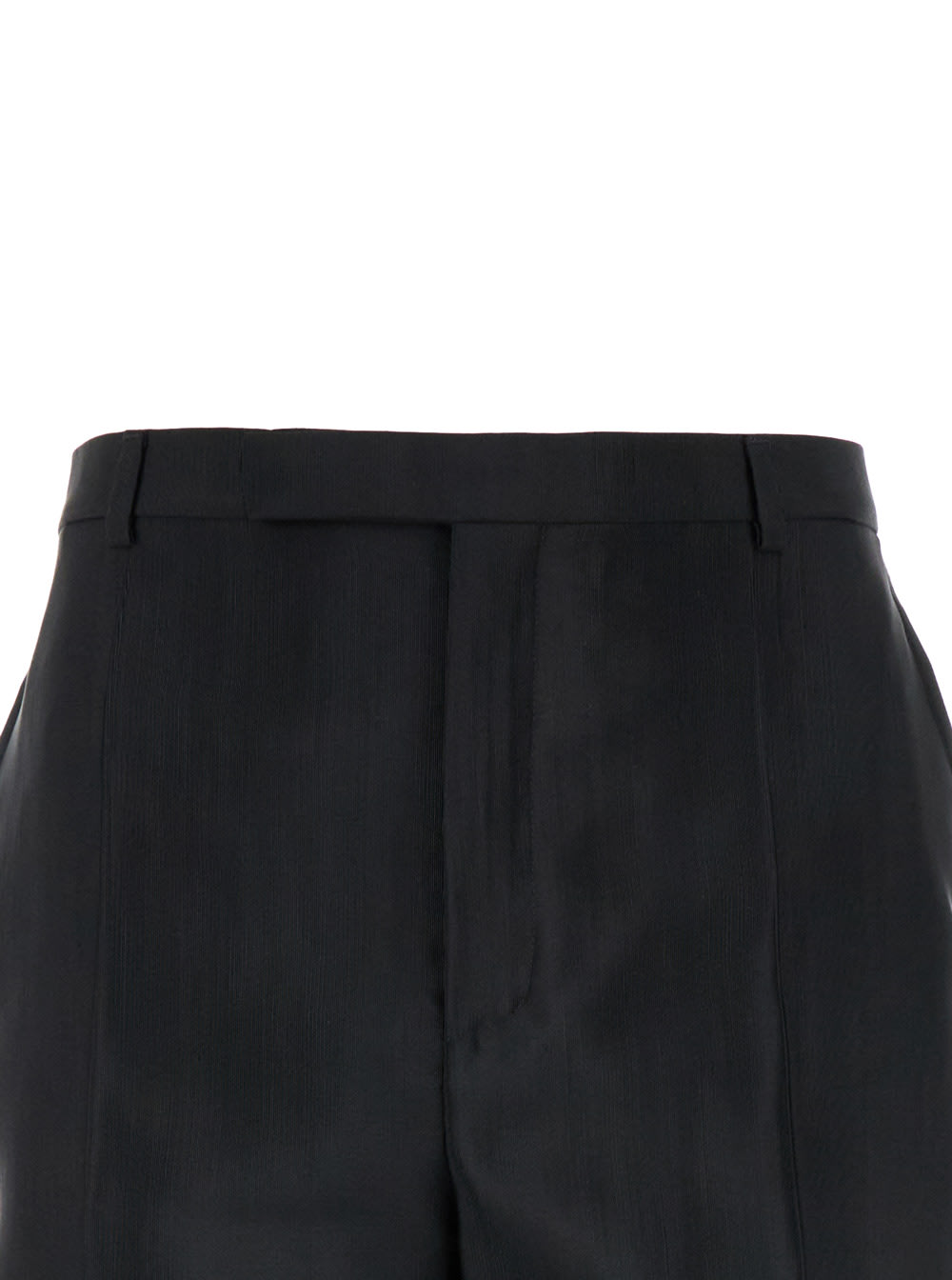 Shop Saint Laurent Black High Waist Pants In Wool Blend Man