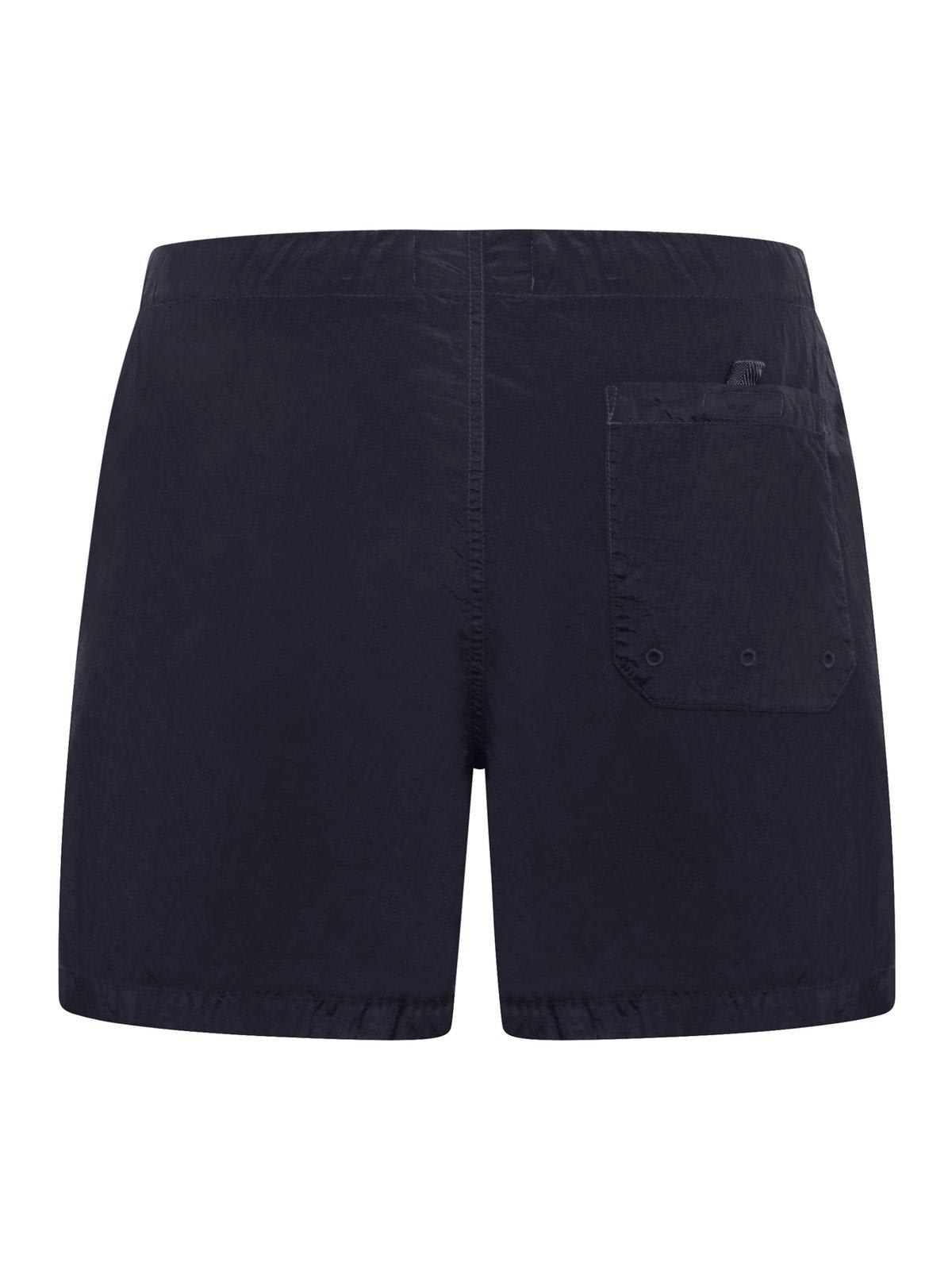 Stone Island Compass Patch Drawstring Swim Shorts In Blue