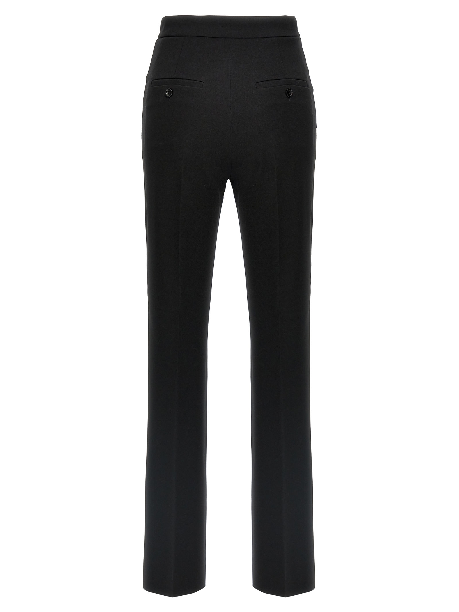 Max Mara Okra Cotton Cigarette Pants In Nero