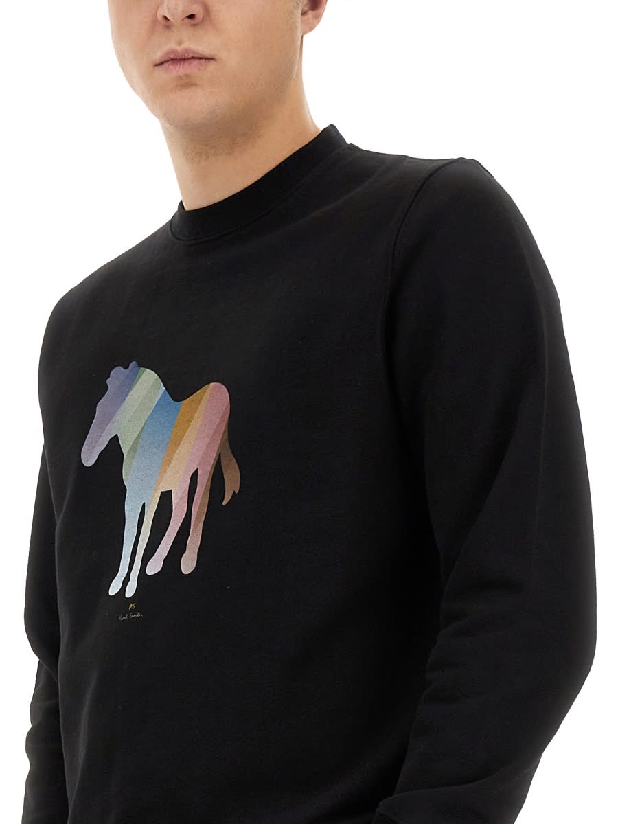 Shop Ps By Paul Smith Zebra Print Sweatshirt In Black