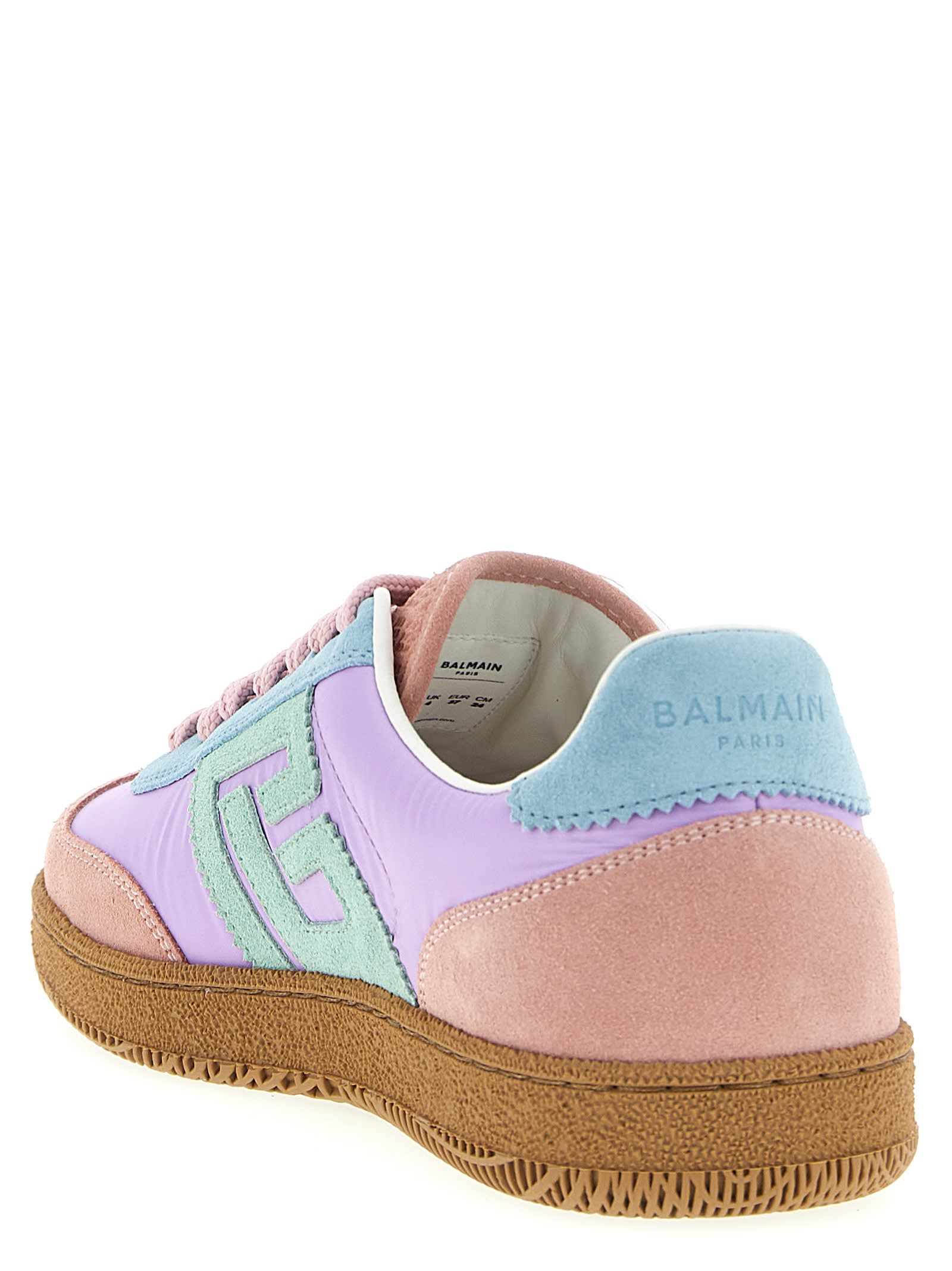 Balmain Swan Suede Rubber Sole Sneakers In Multi