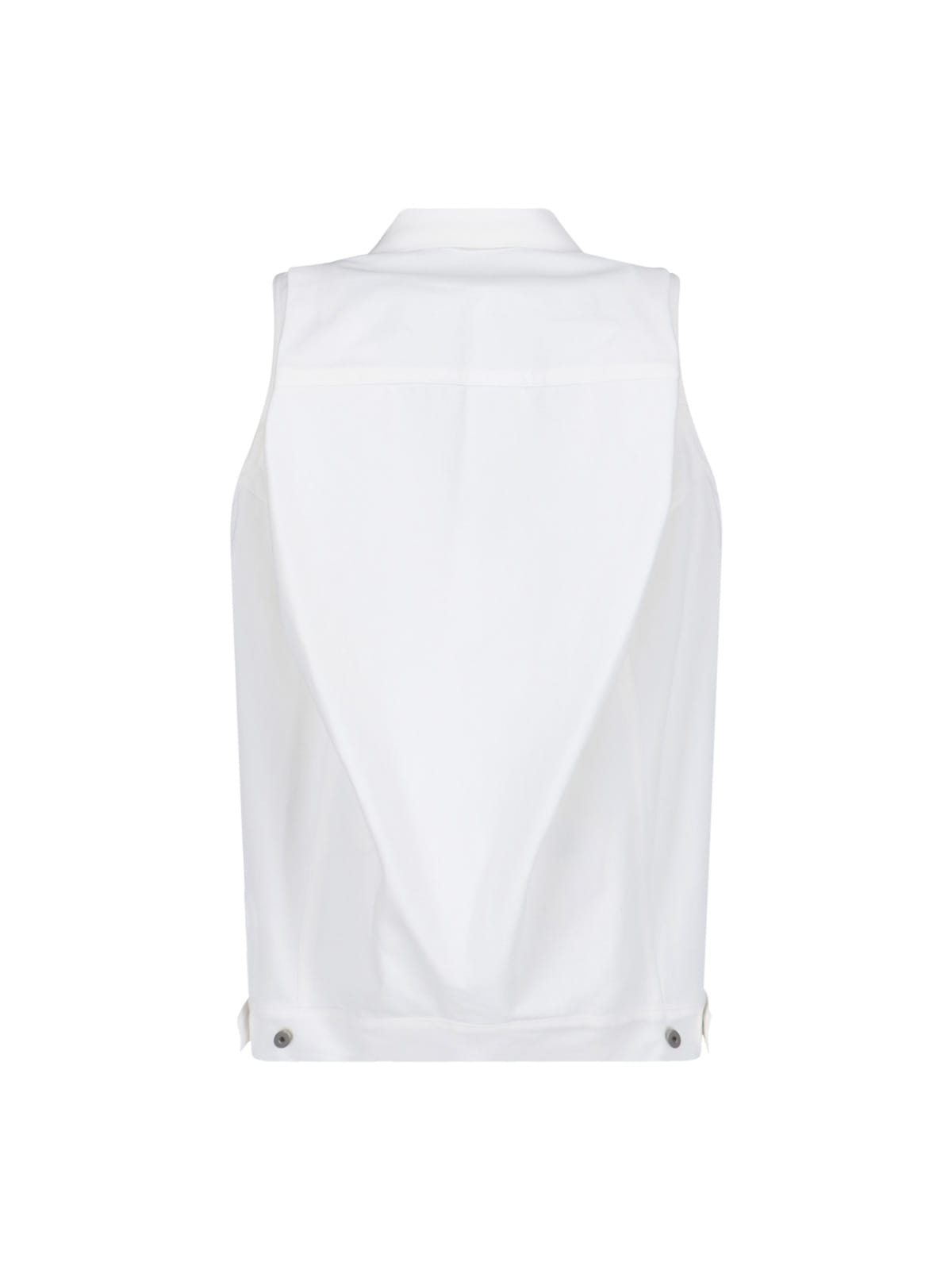 Shop Sacai Sleeveless Shirt Jacket In White