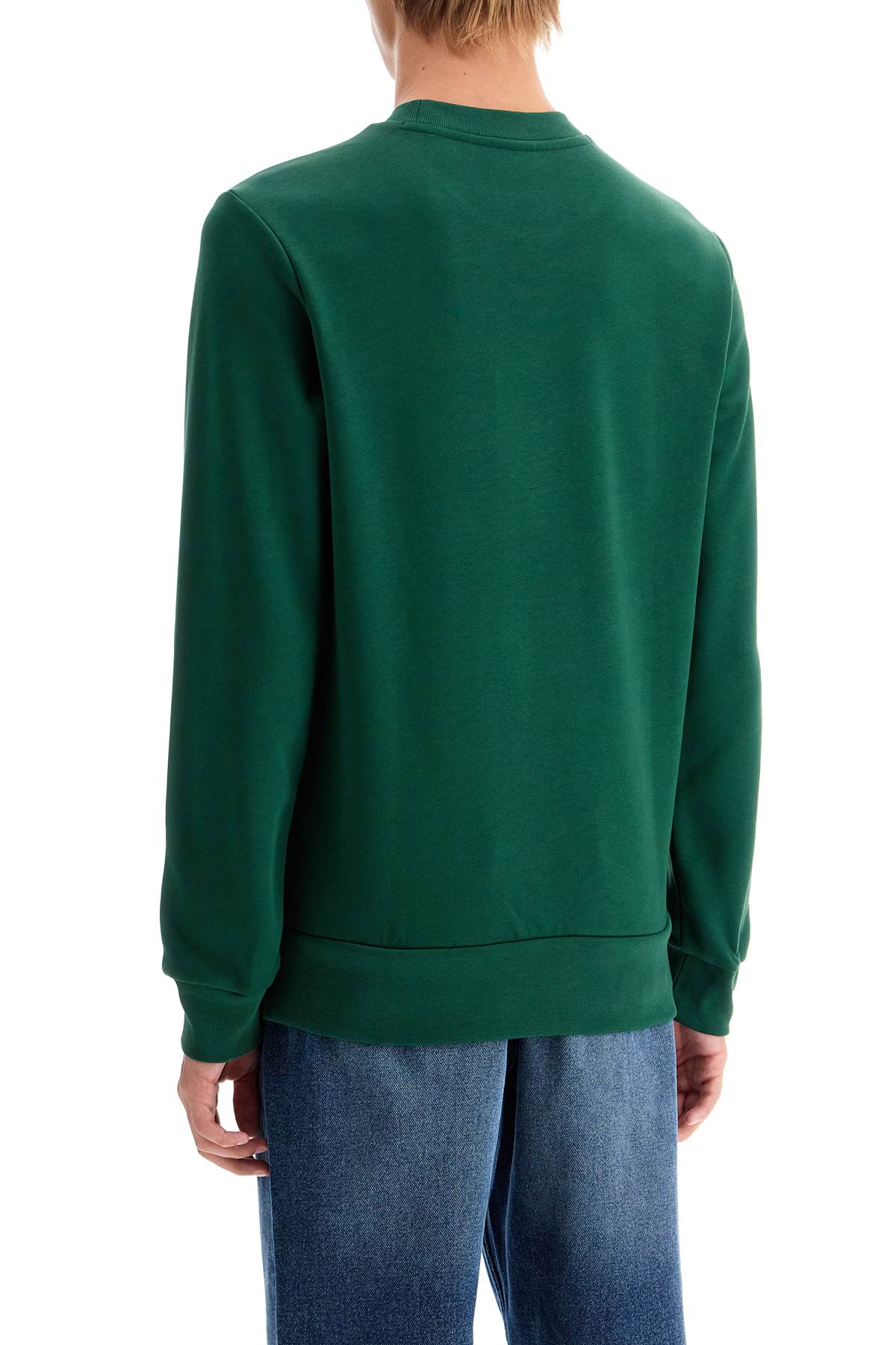 Lacoste Green Brushed Cotton Sweatshirt In Green