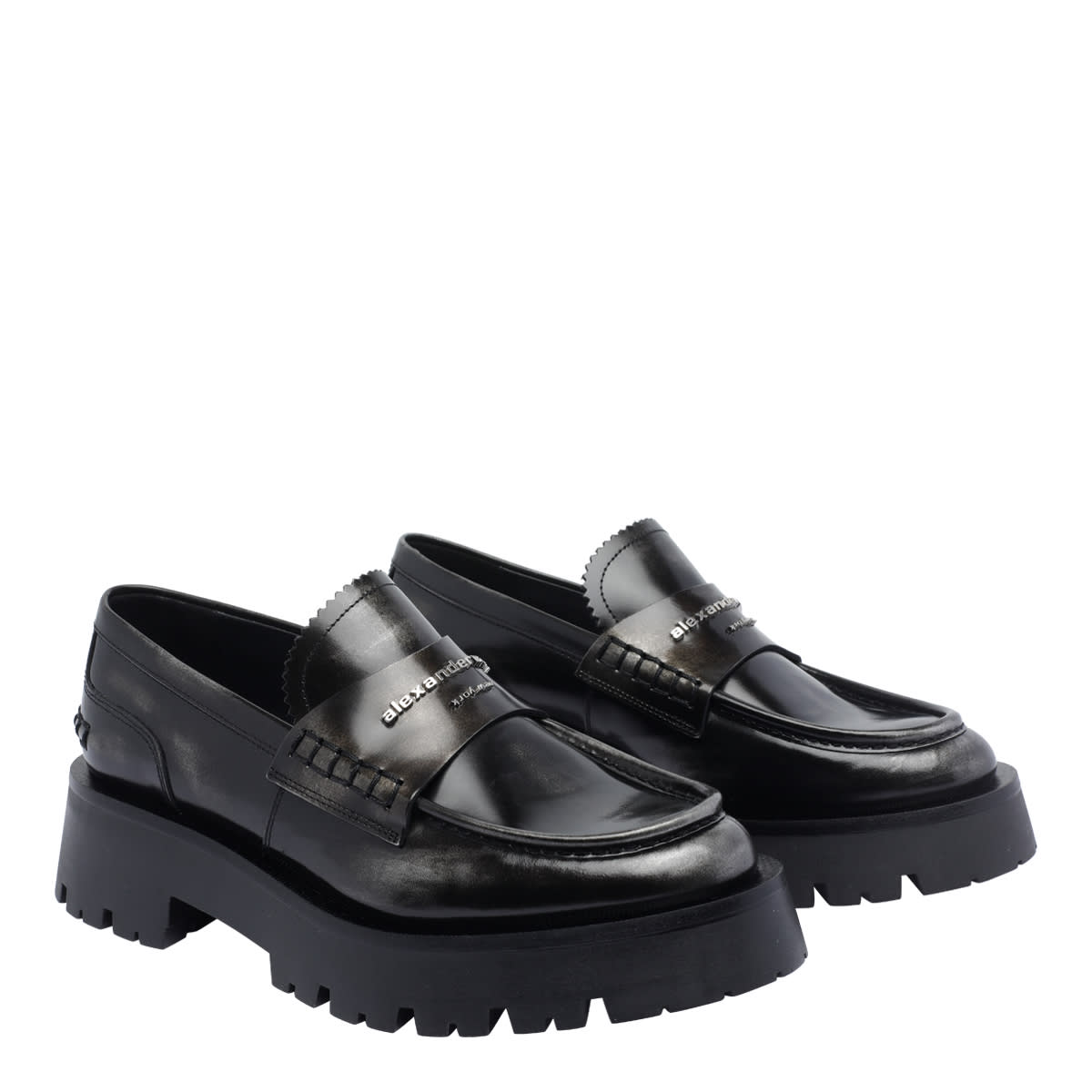 Alexander Wang 45mm Carter Lug Patent Leather Loafers In Black