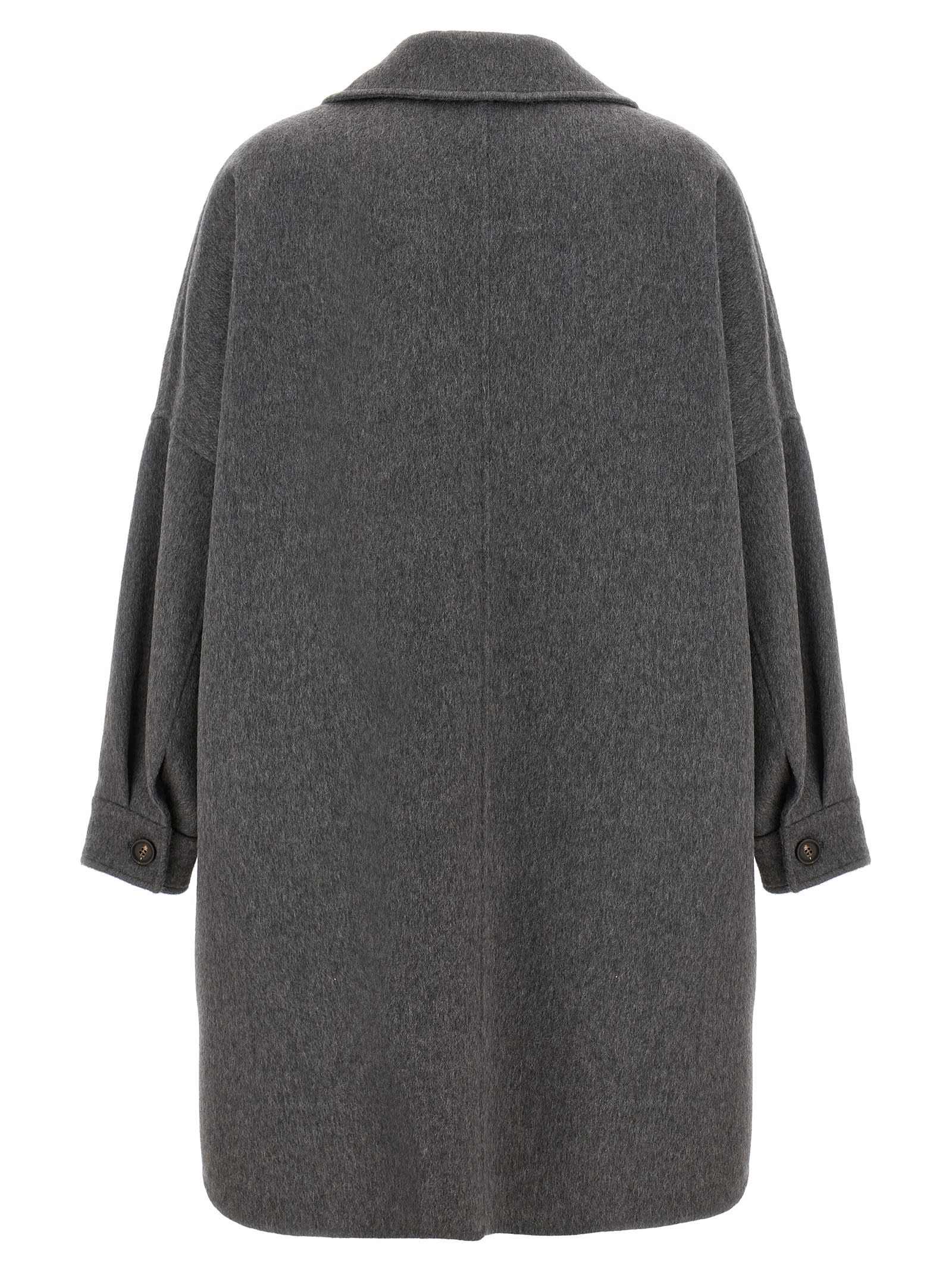 Shop Brunello Cucinelli Cocoon Coat In Gray