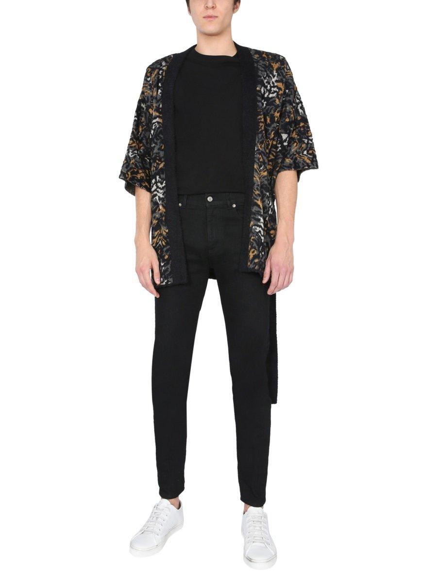 Saint Laurent Jacquard Knit Kimono In Animalier