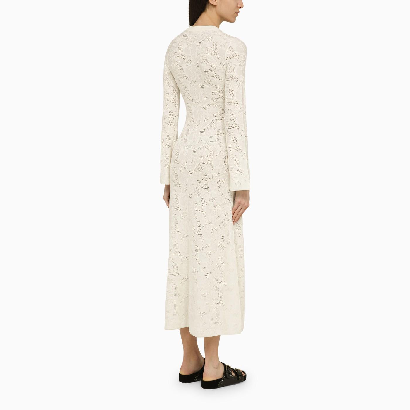 Shop Chloé White Wool And Silk Dress With Embroidery In Iconic Milk