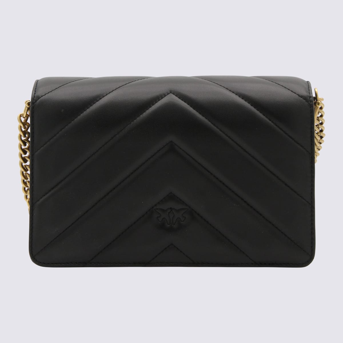 Shop Pinko Black Leather Classic Love Click Shoulder Bag