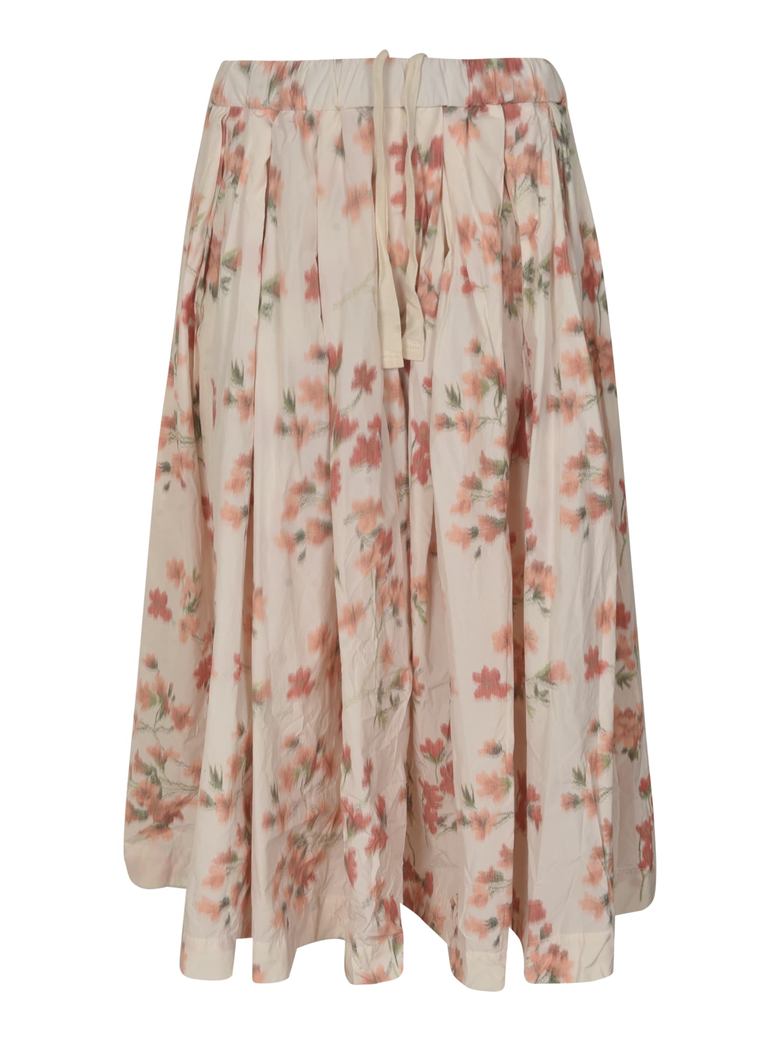 Shop Casey Casey Elastic Drawstring Waist Floral Print Flare Skirt In Pretty