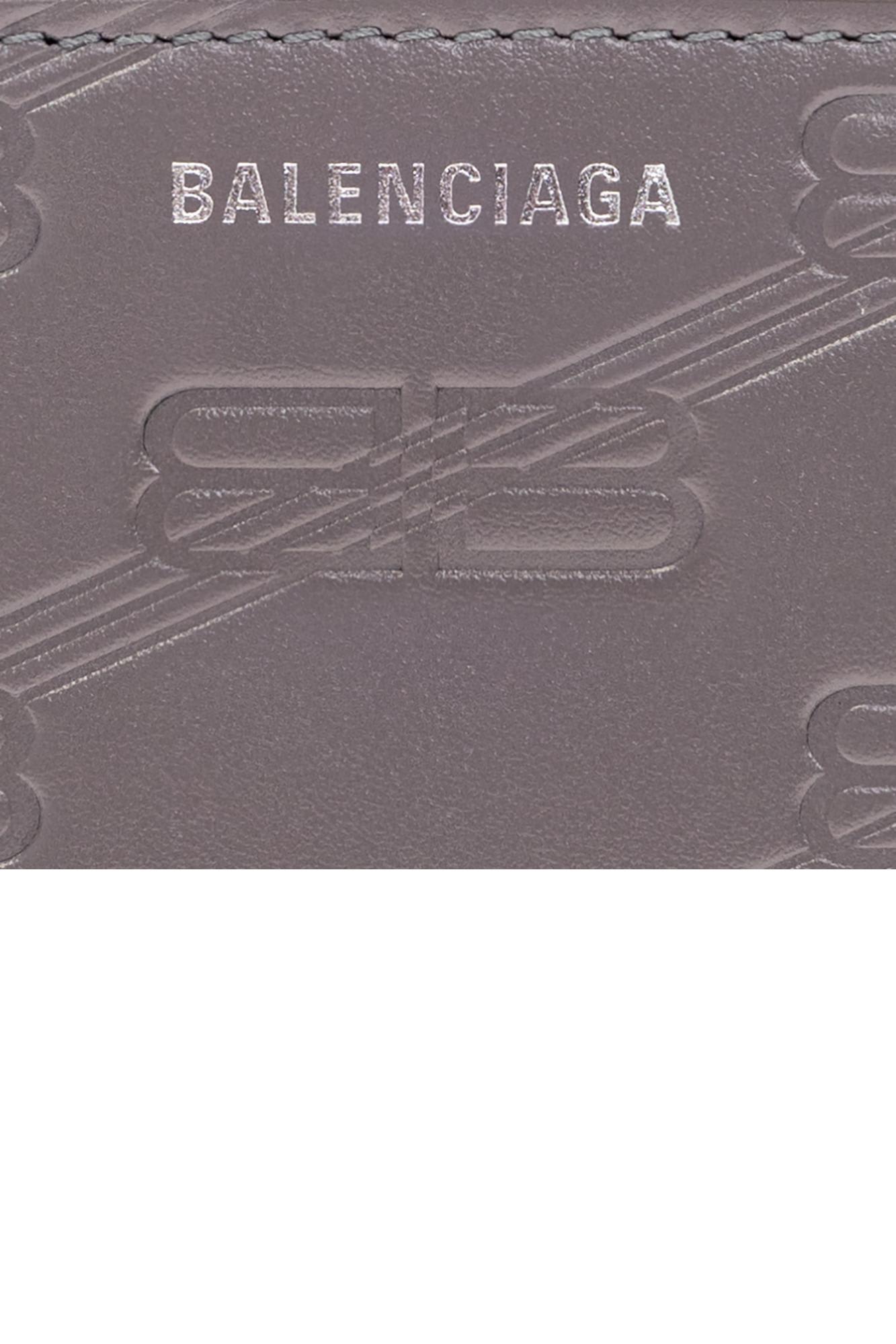 Shop Balenciaga Card Case With Logo In Grey