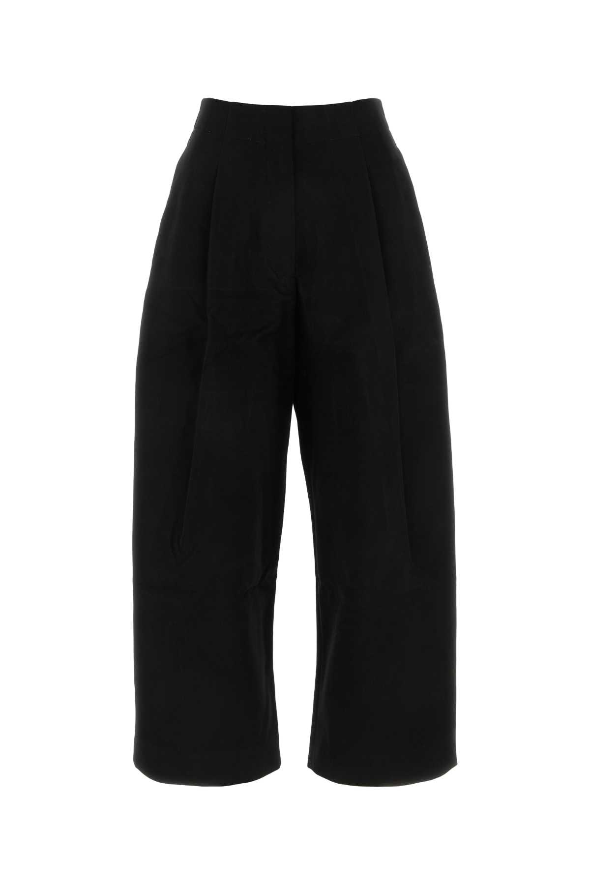 Black Twill Wide-leg Pant