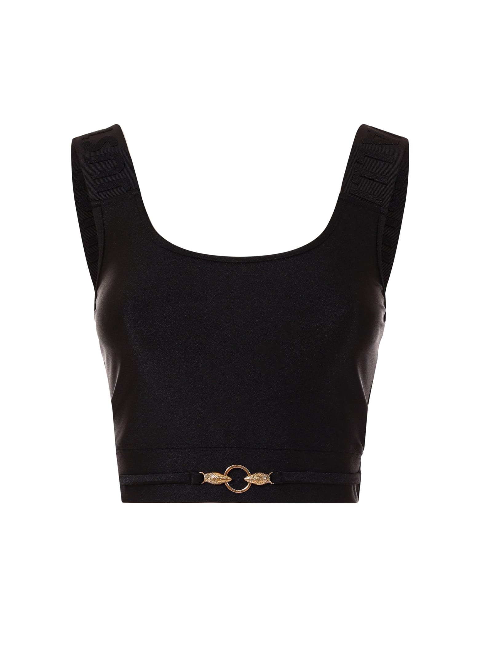 Just Cavalli Logo-strap Cropped Top In Black