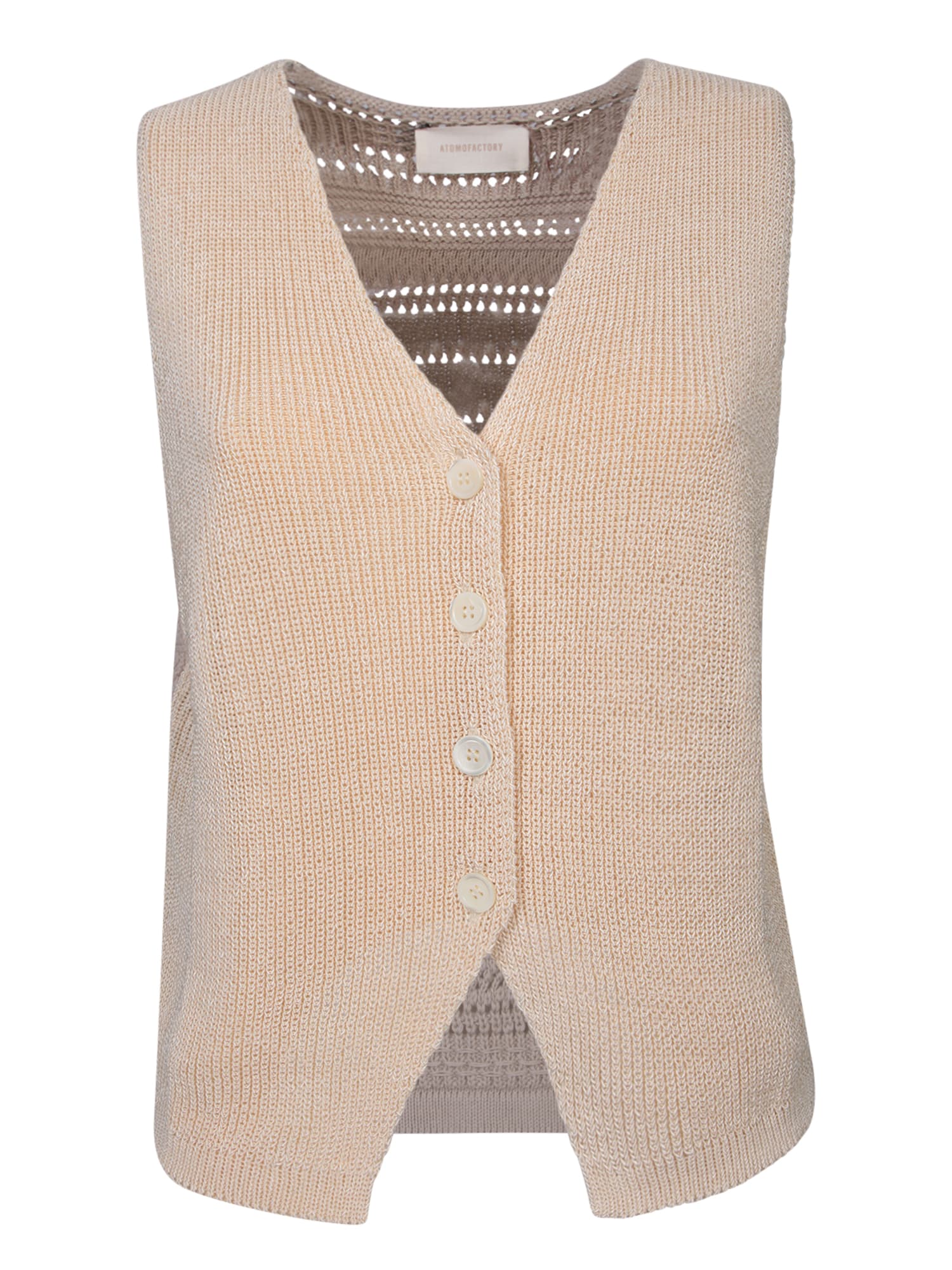 Atomo Factory Beige Pointelle Cotton Vest