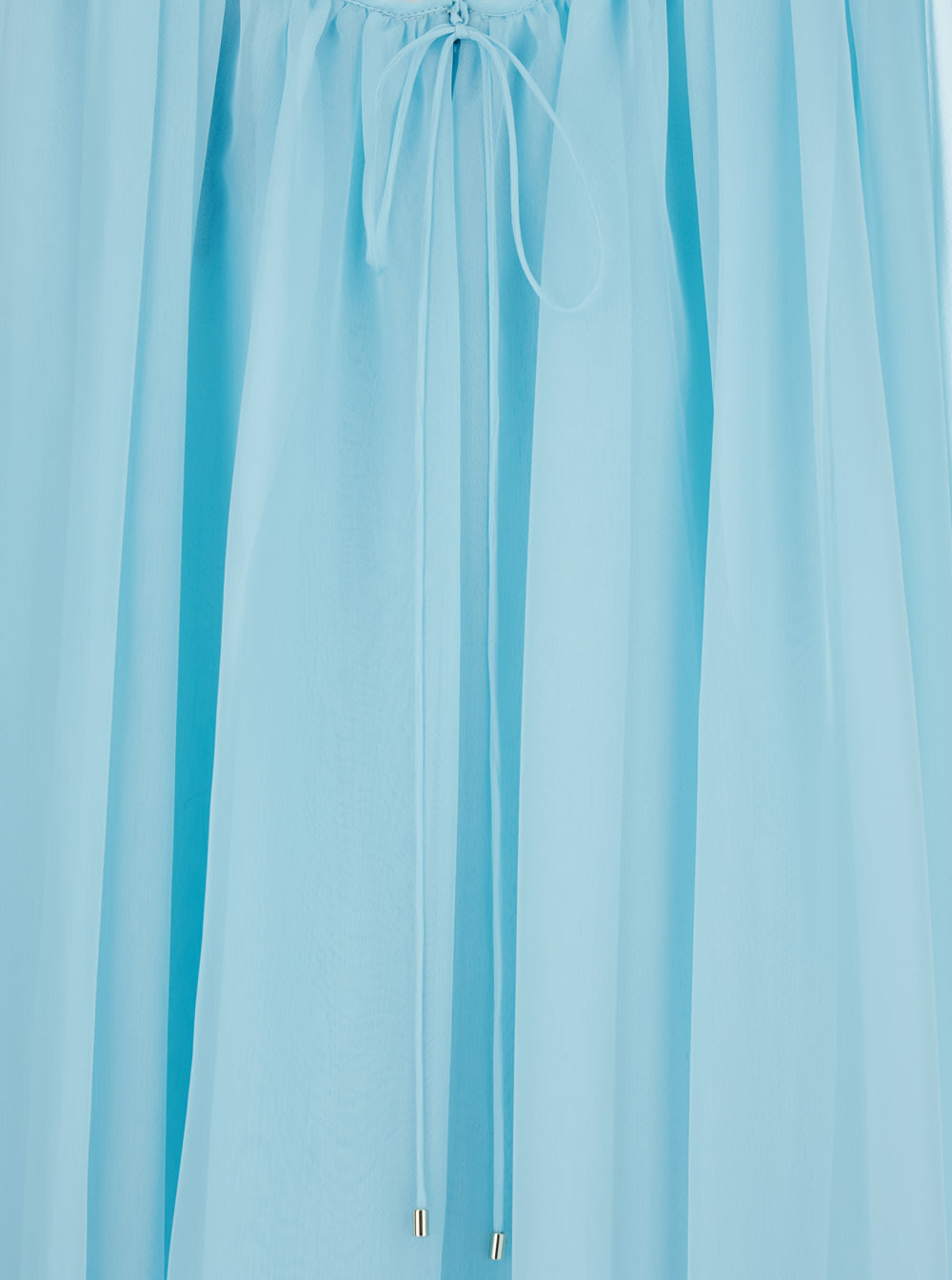 Shop Max Mara Mini Light Blue Dress With Drawstring In Silk Chiffon Woman