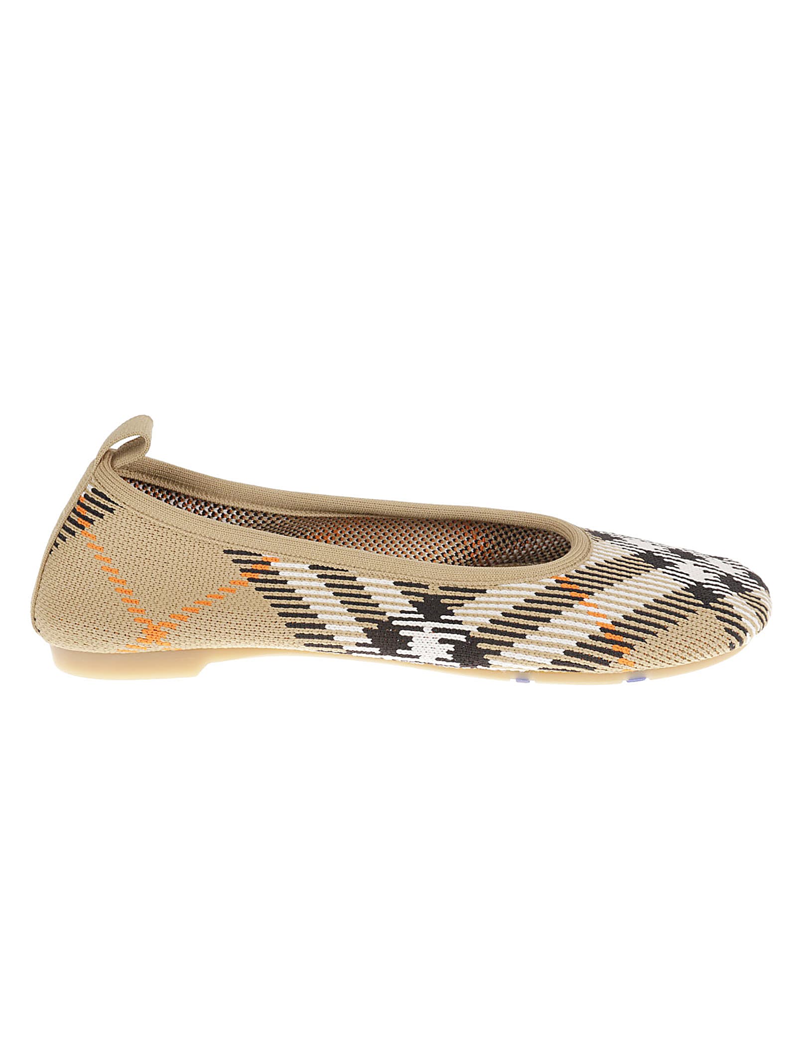 Shop Burberry Check Ballerinas In Sand Ip Check