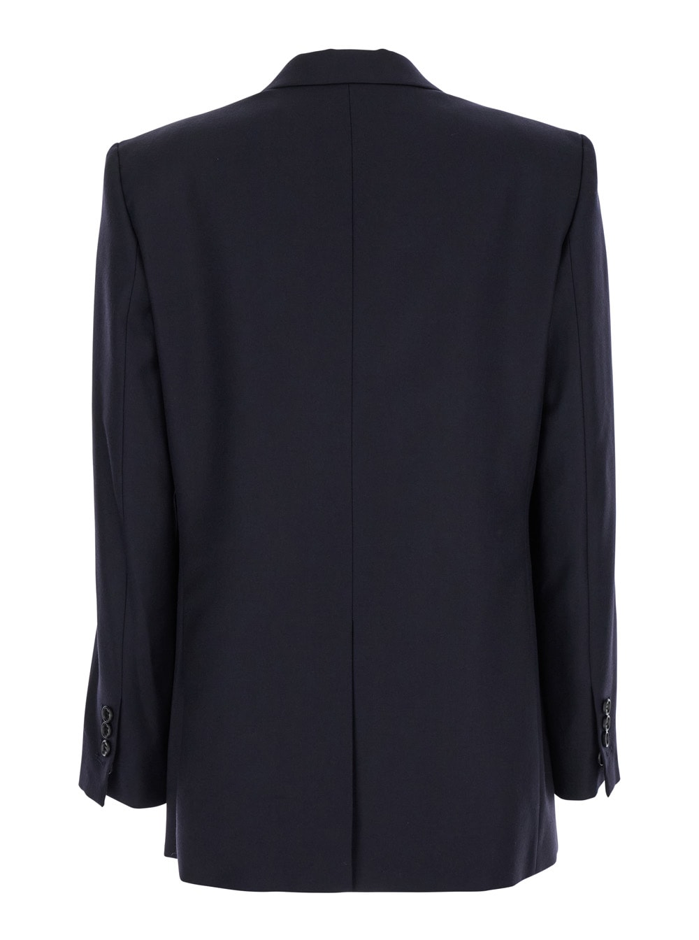 Shop Theory Blue Double-breasted Jacket With Notched Revers In Wool Woman