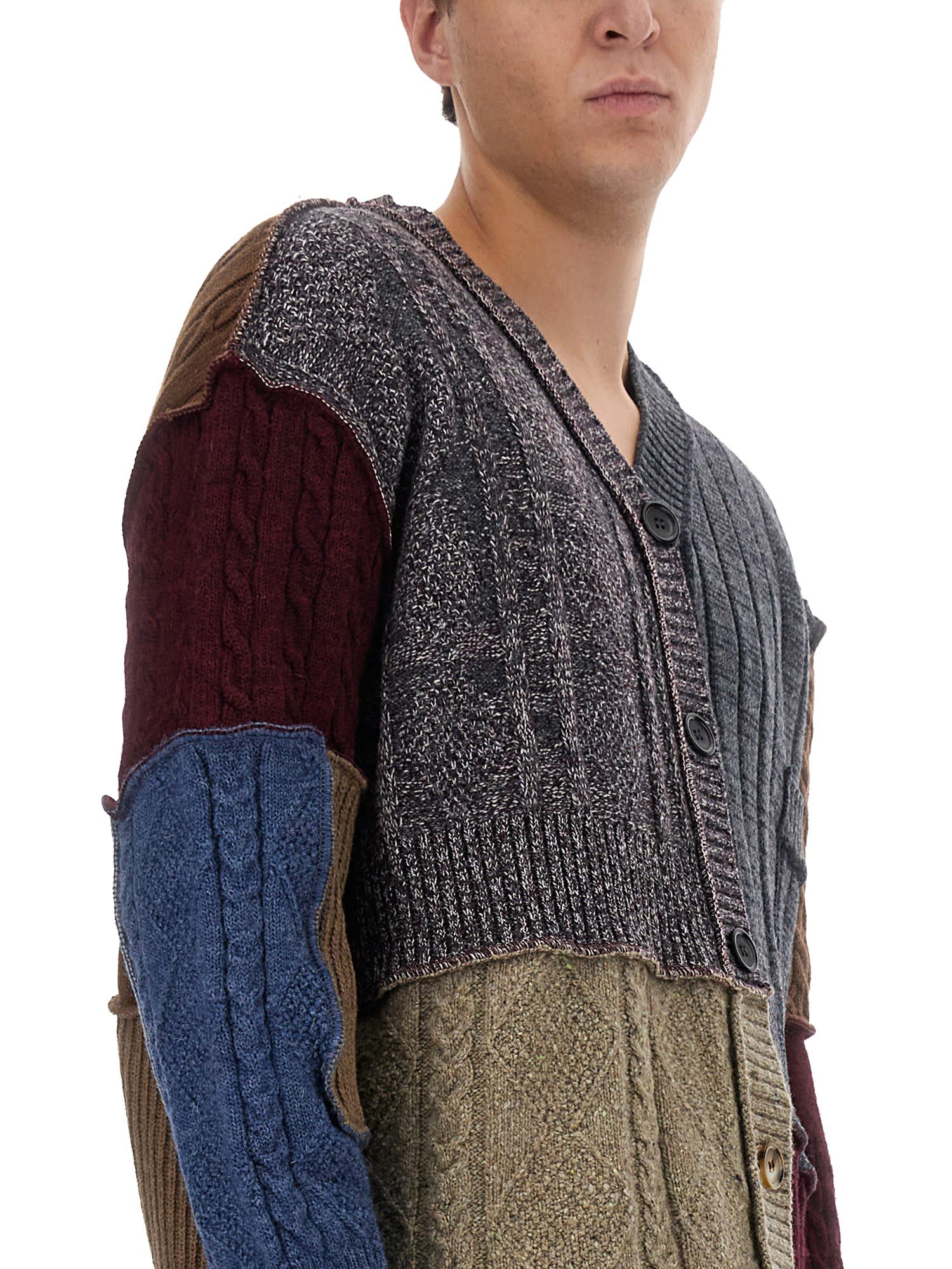 Dolce & Gabbana Patchwork Distressed Cardigan In Variante Abbinata