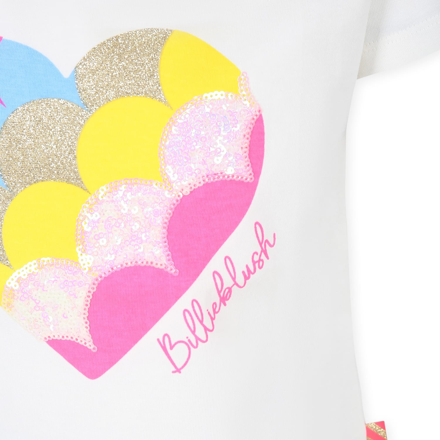 Billieblush Ivory T-shirt For Girl With Hearts In Ivory