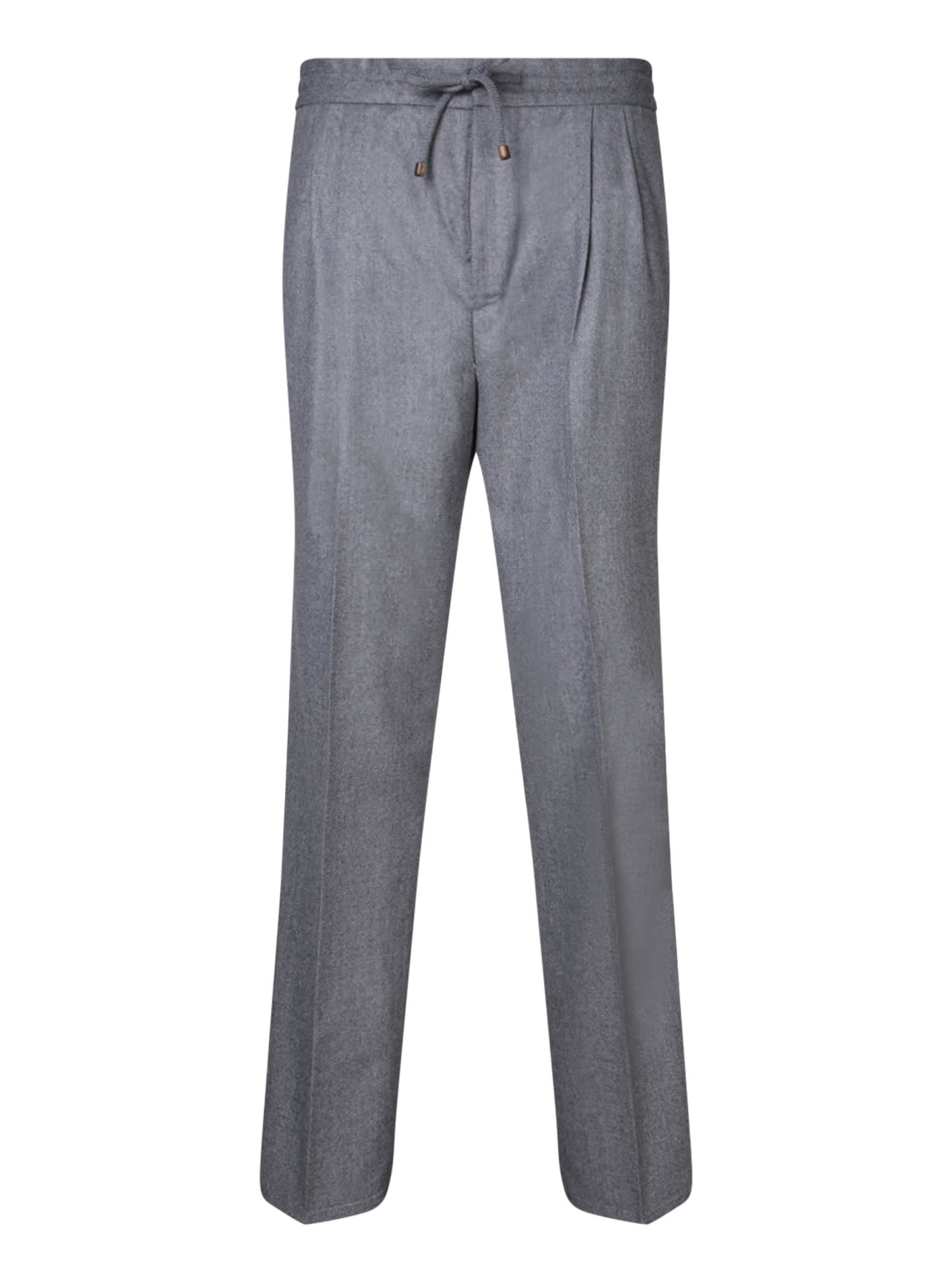 Brunello Cucinelli Grey Drawstring Trousers In Gray