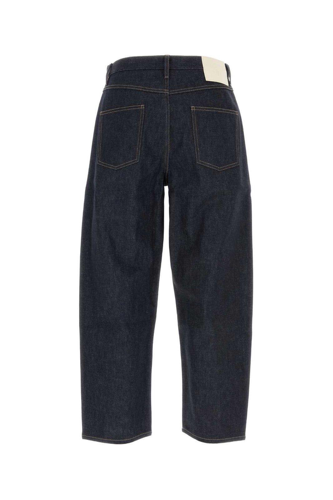 Shop Valentino Button Detailed Cropped Jeans In Denim Scuro