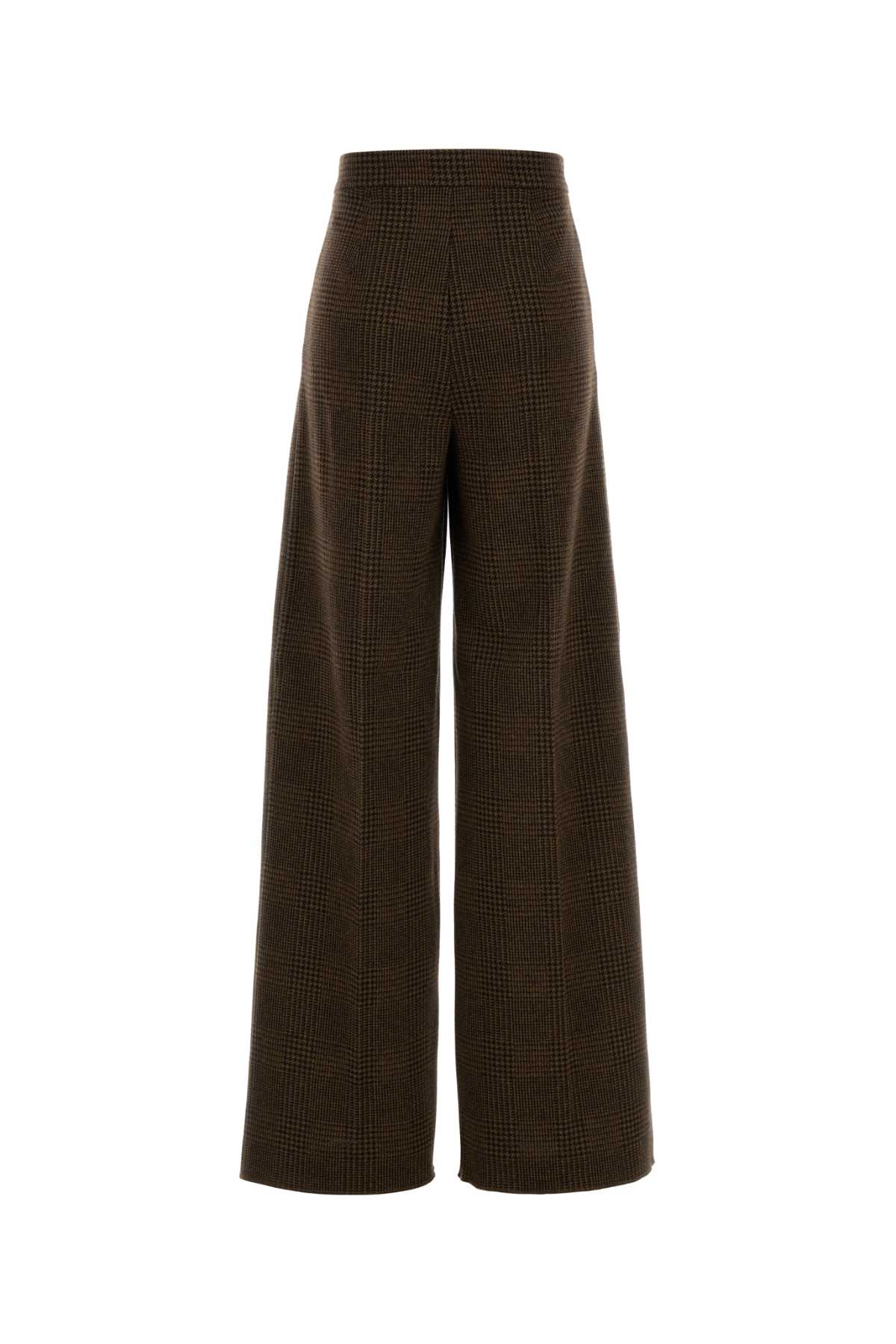 Max Mara Embroidered Cotton Blend Ponza Wide-leg Pant In Brown