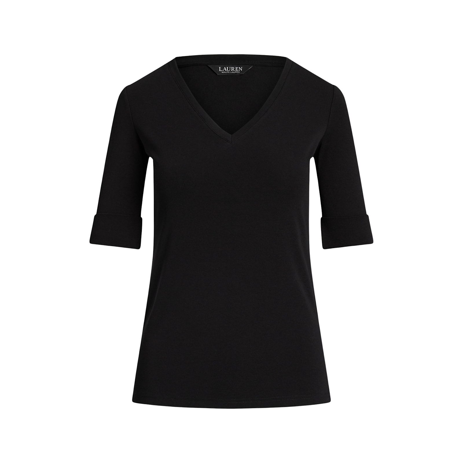 Ralph Lauren V Judy Elbow Sleeve Knit In Black