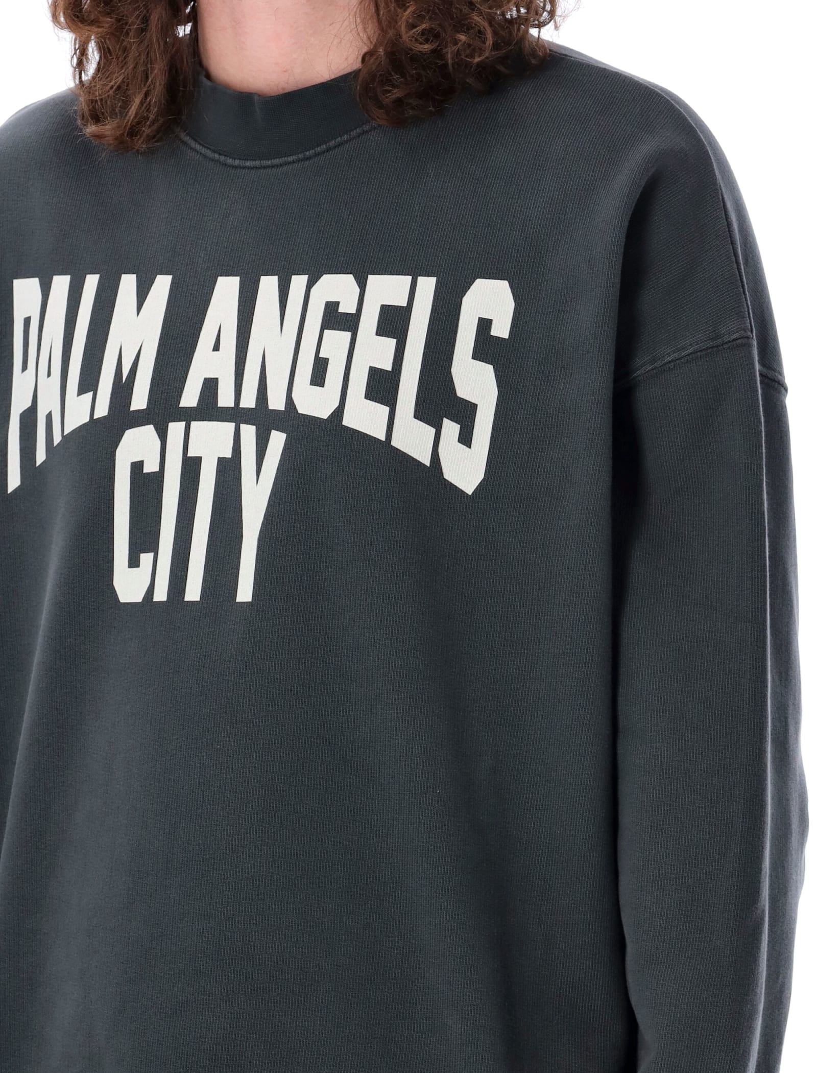 Shop Palm Angels Pa City Washed Sweatshirt In Darkk Grey