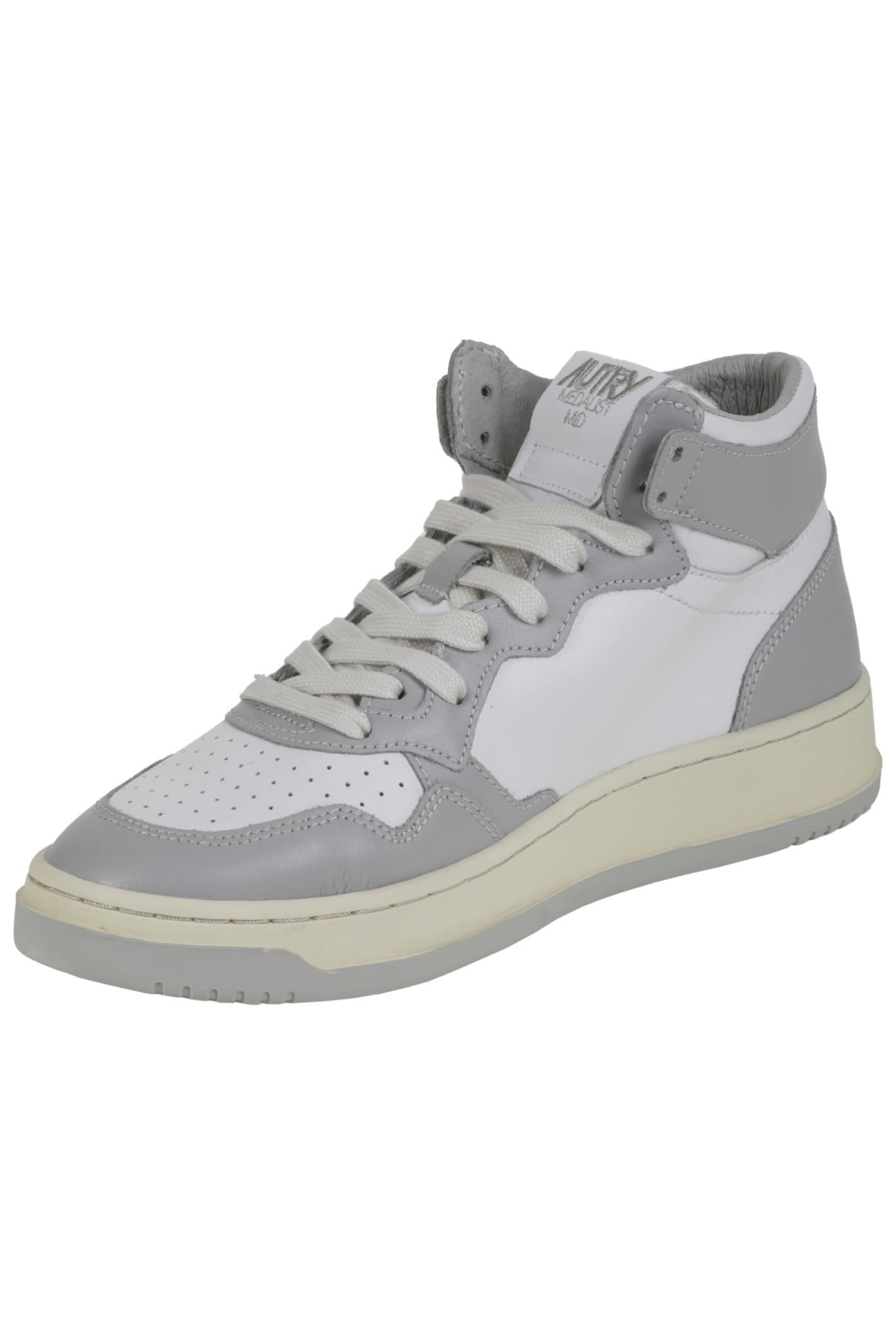 Shop Autry 01 Mid Leat Leat In White/grey